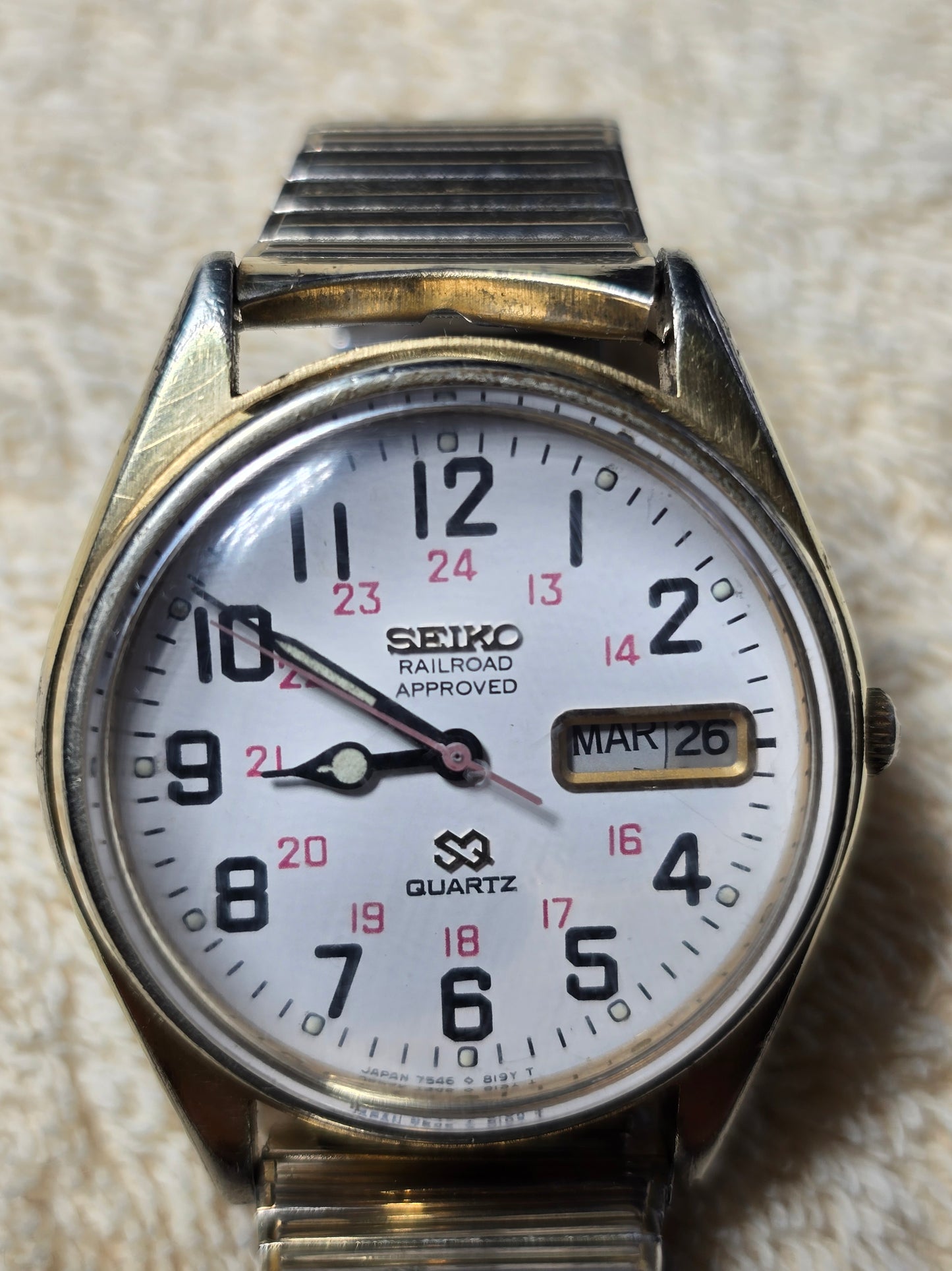 Vintage Seiko SQ 7546-8069 Railroad approved Day date