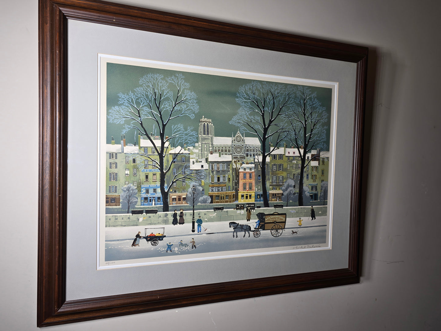 Vintage Michel Delacroix snow in the Siene limited edition and signed