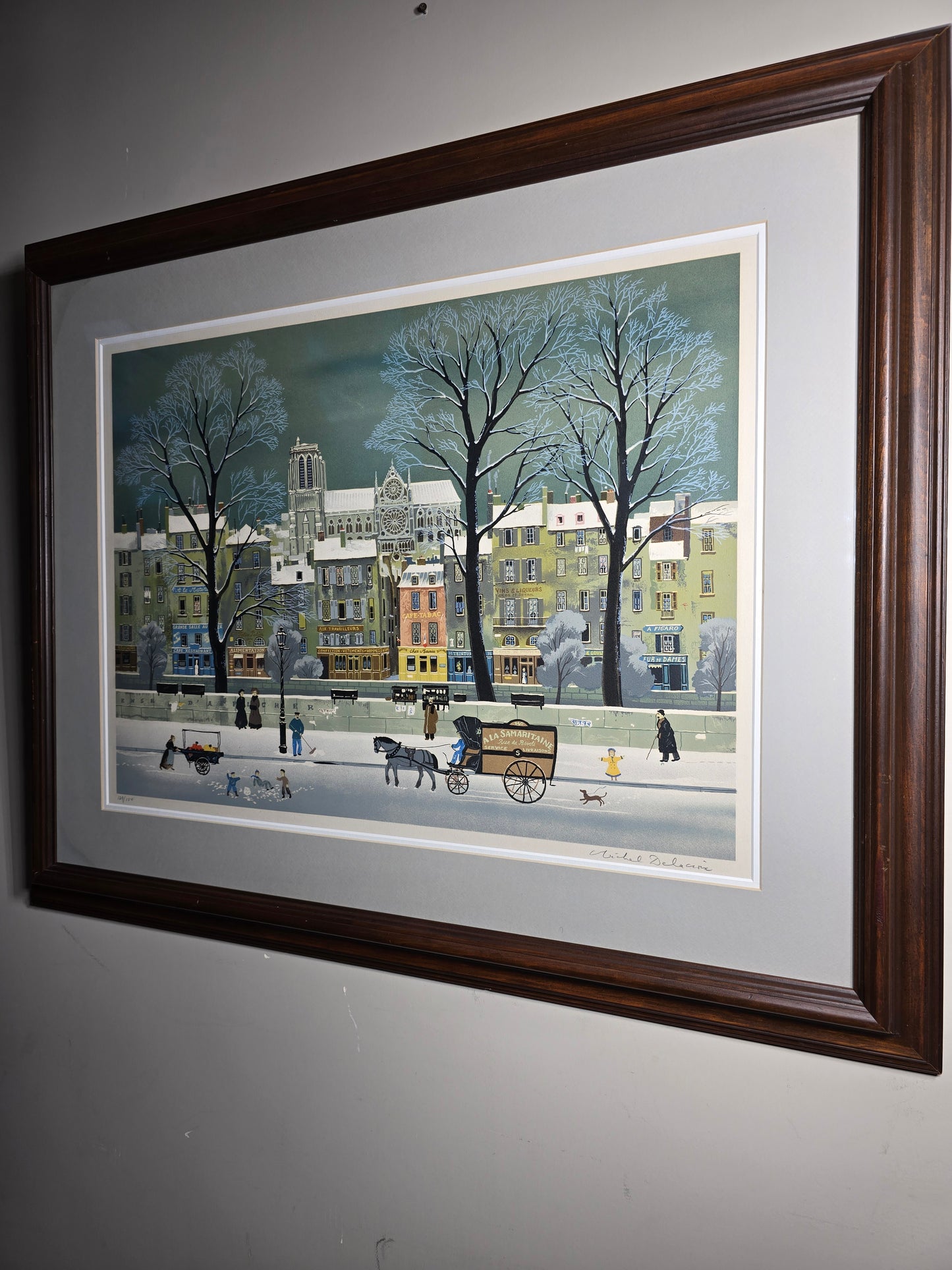Vintage Michel Delacroix snow in the Siene limited edition and signed