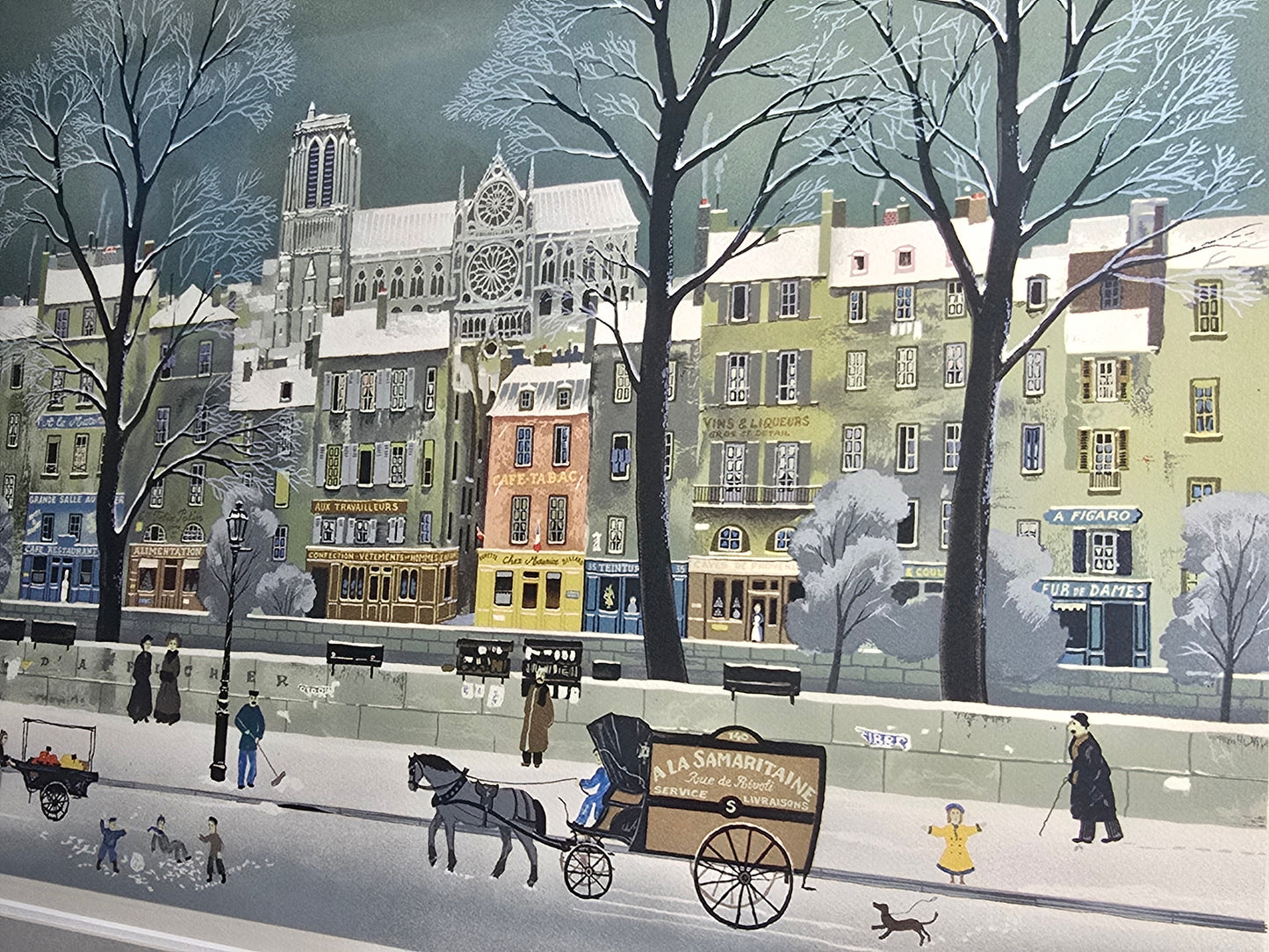 Vintage Michel Delacroix snow in the Siene limited edition and signed