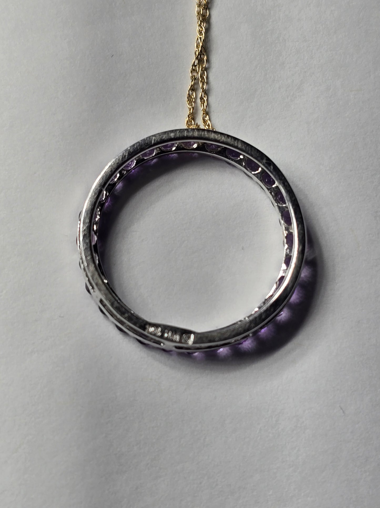 NEW 10k open circle pendant amethyst necklace 14k chain