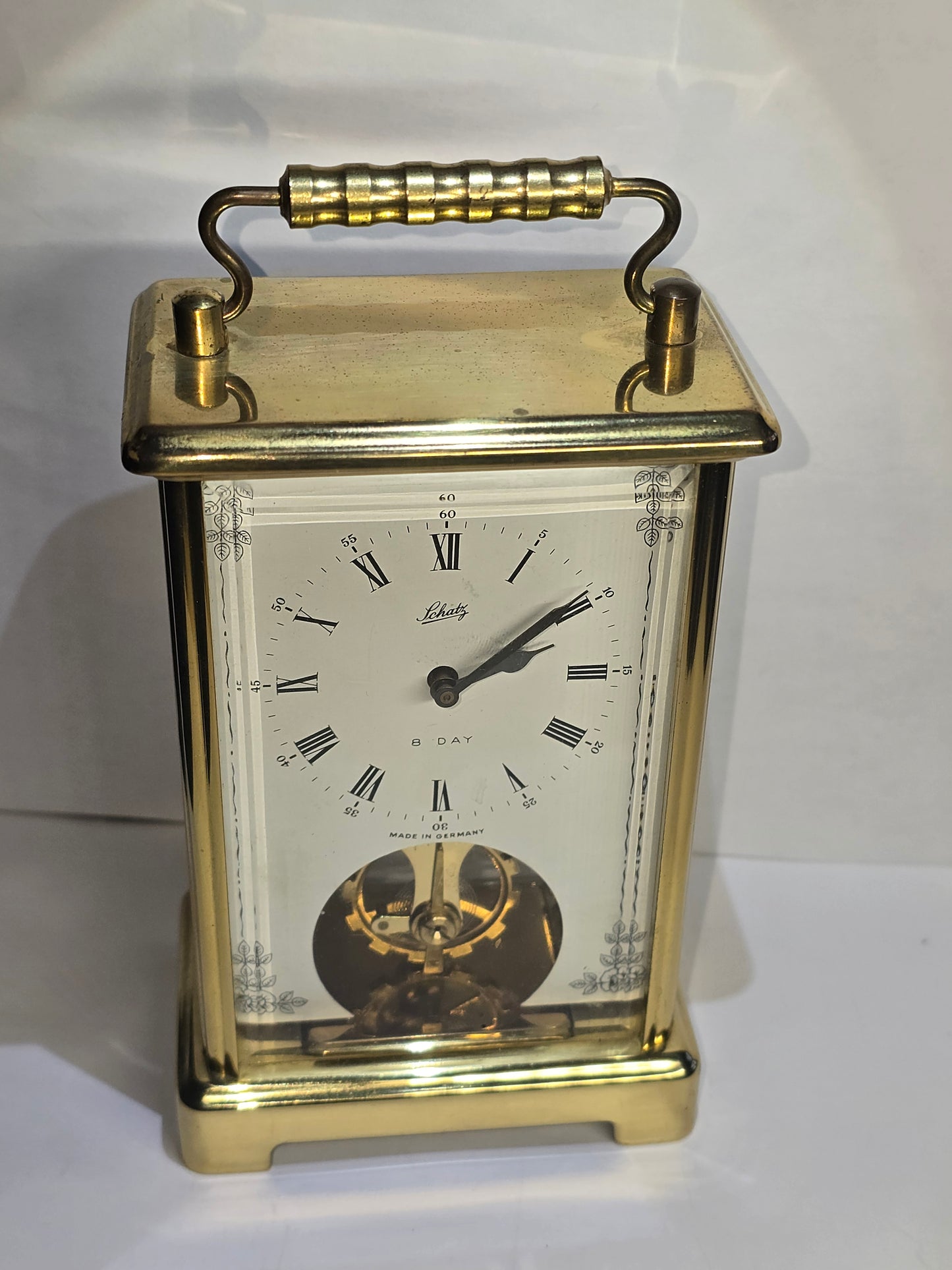 Vintage Schantz & Sohne 8-day brass carriage clock