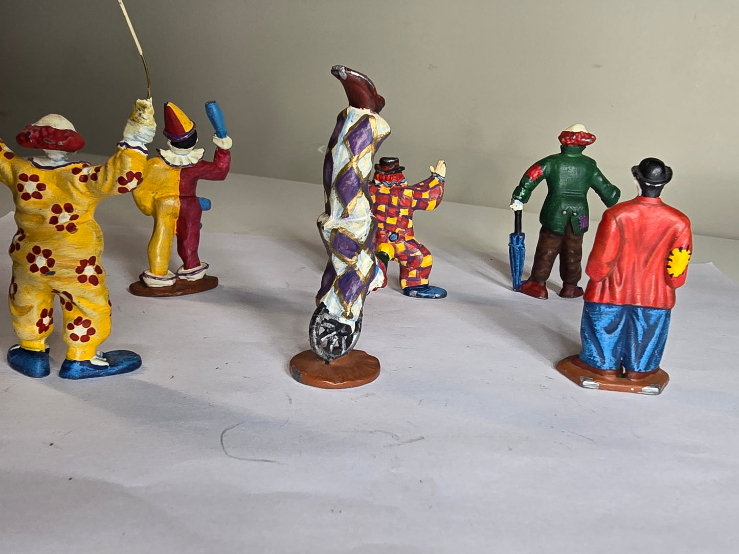 Vintage lot of 6 metal lead collectibles clown figurines