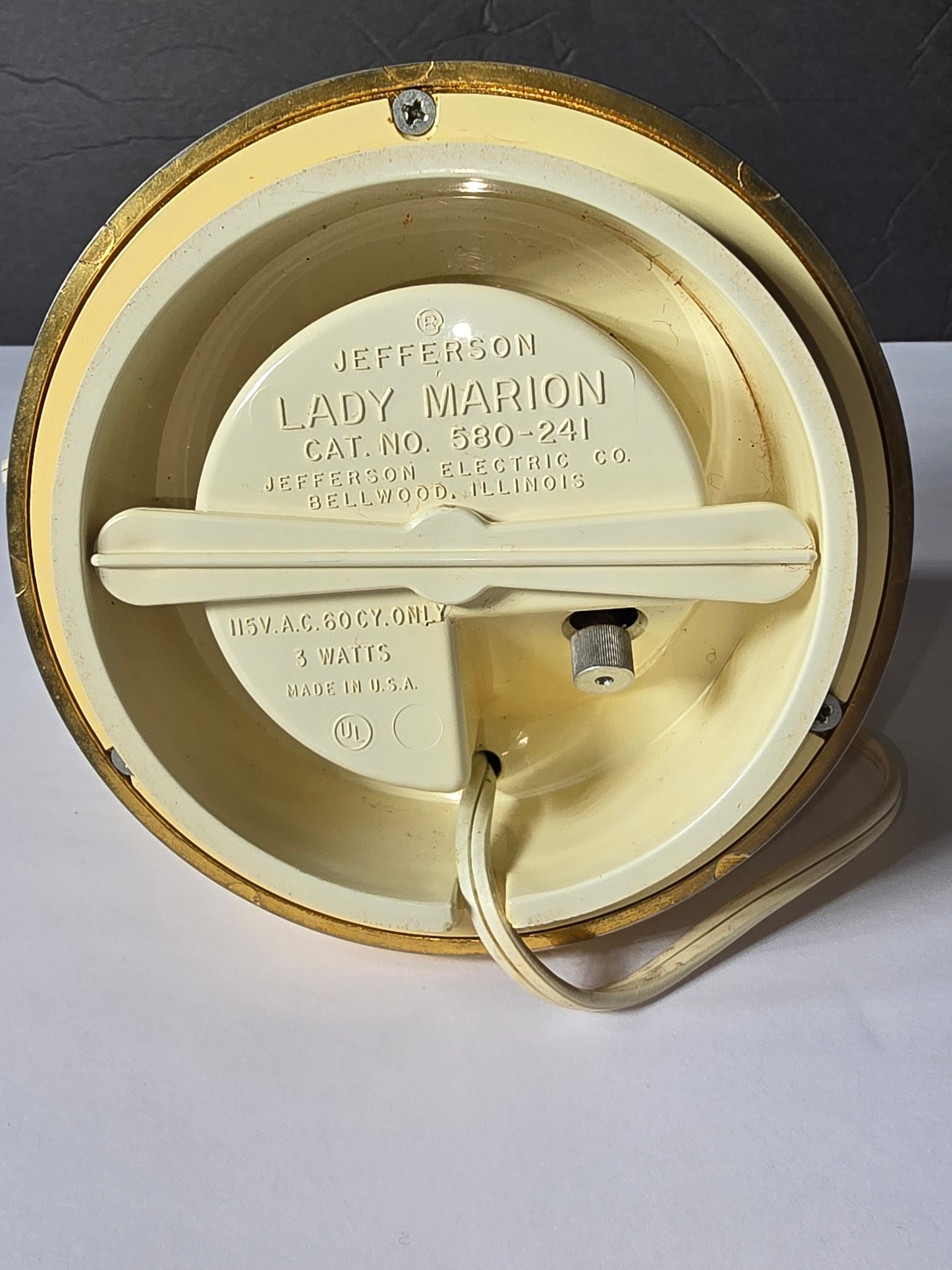 Vintage Jefferson "Lady Marion" 500 electric desk clock 1960's
