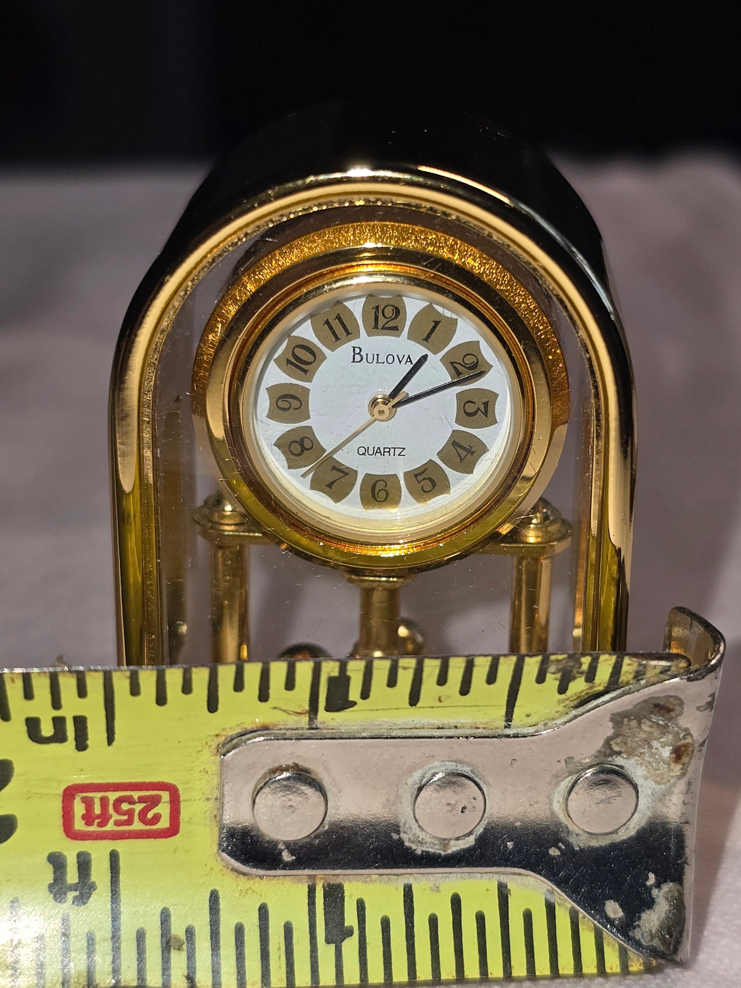 VINTAGE BULOVA JULLIARD MINIATURE BRASS DESK MANTEL CLOCK