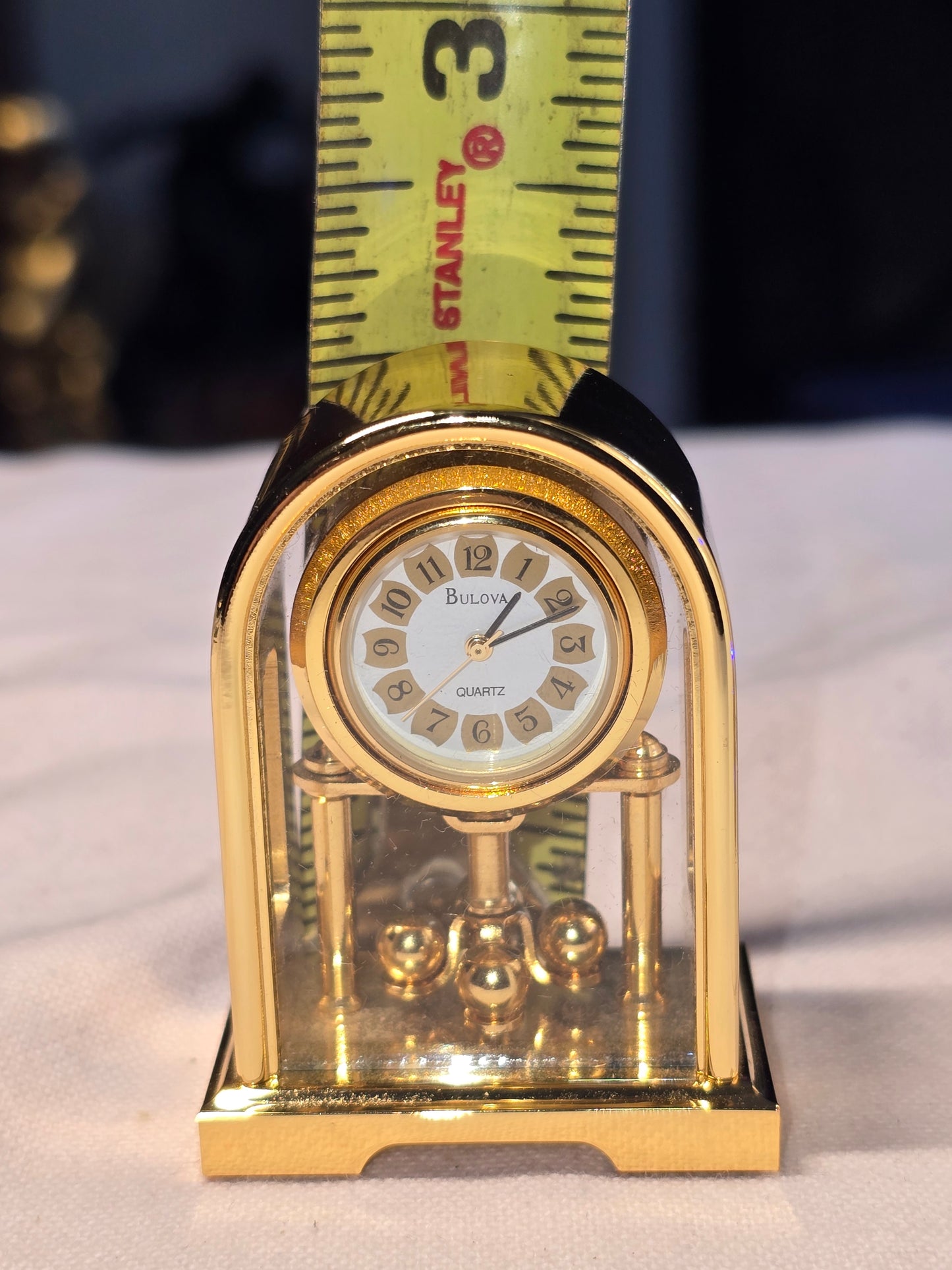 VINTAGE BULOVA JULLIARD MINIATURE BRASS DESK MANTEL CLOCK