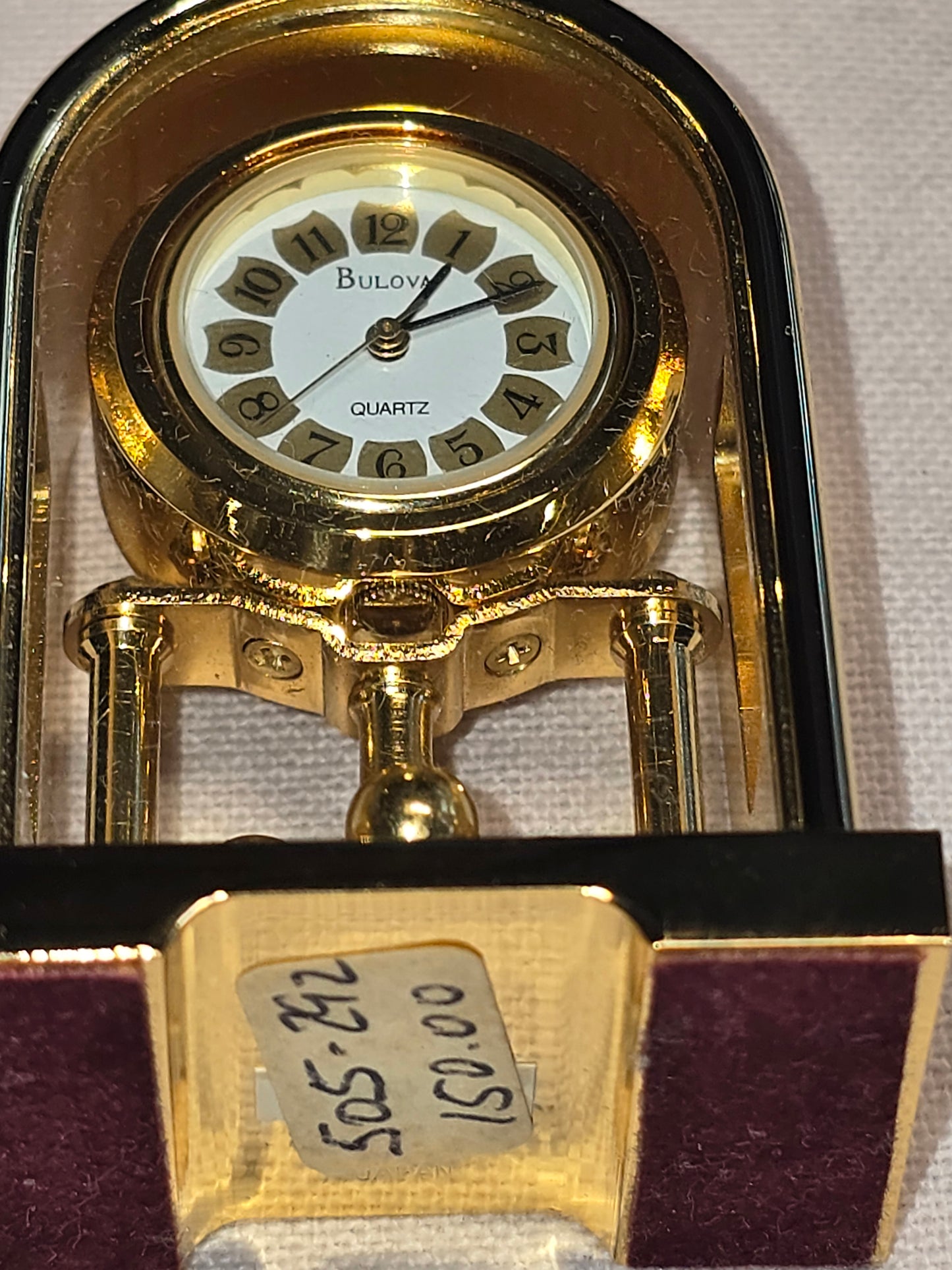 VINTAGE BULOVA JULLIARD MINIATURE BRASS DESK MANTEL CLOCK