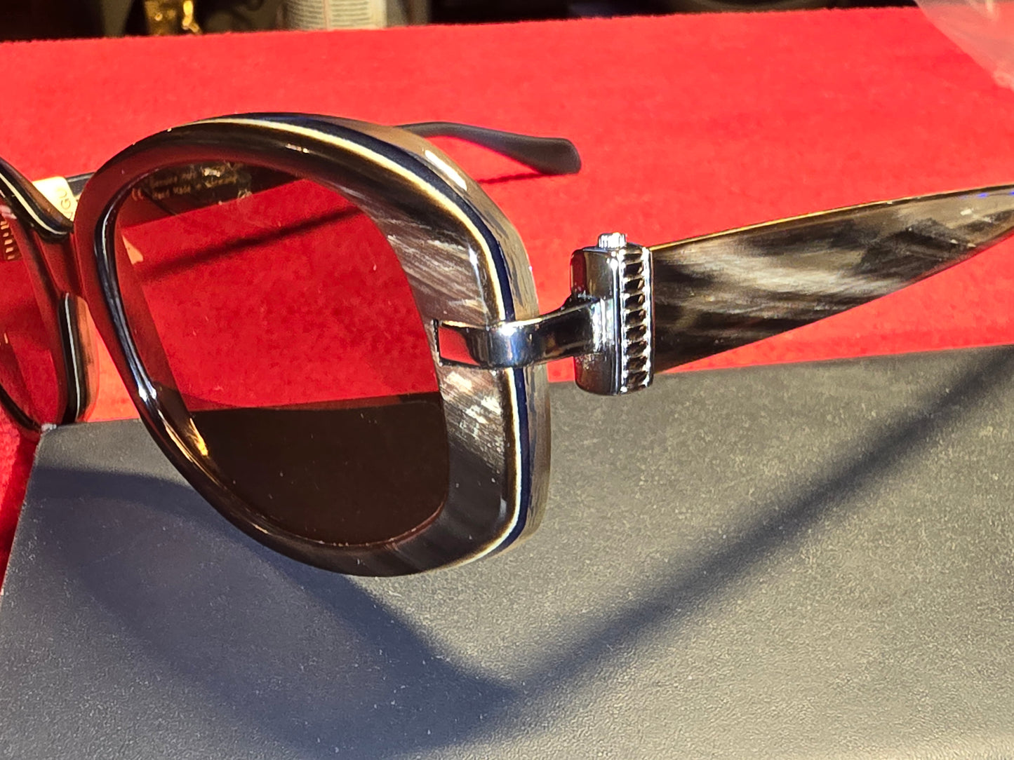 VINTAGE NEW MORGENTHAL FREDERICS HORN SUNGLASSES. "RARE' "RETRO" "UNIQUE"