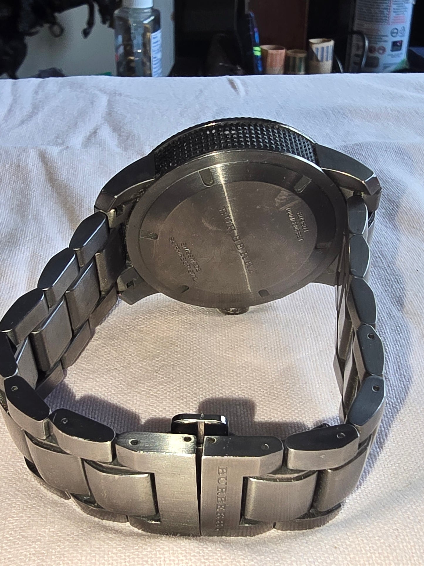 VINTAGE BURBERRY GUNMETAL GRAY TONE, STAINLESS STEEL BU9801