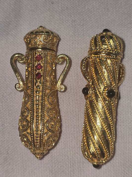 Pair of Signed Berebi metal perfume bottles 'VINTAGE"