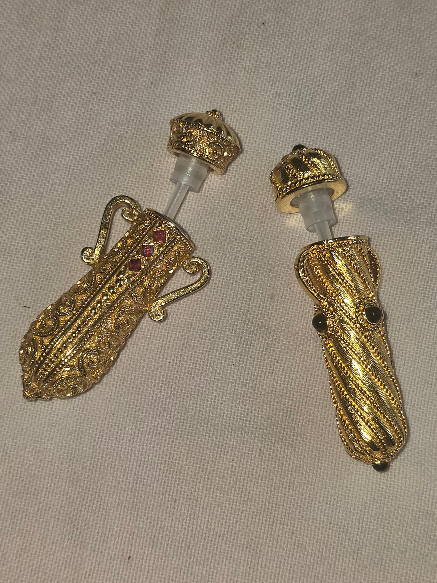 Pair of Signed Berebi metal perfume bottles 'VINTAGE"