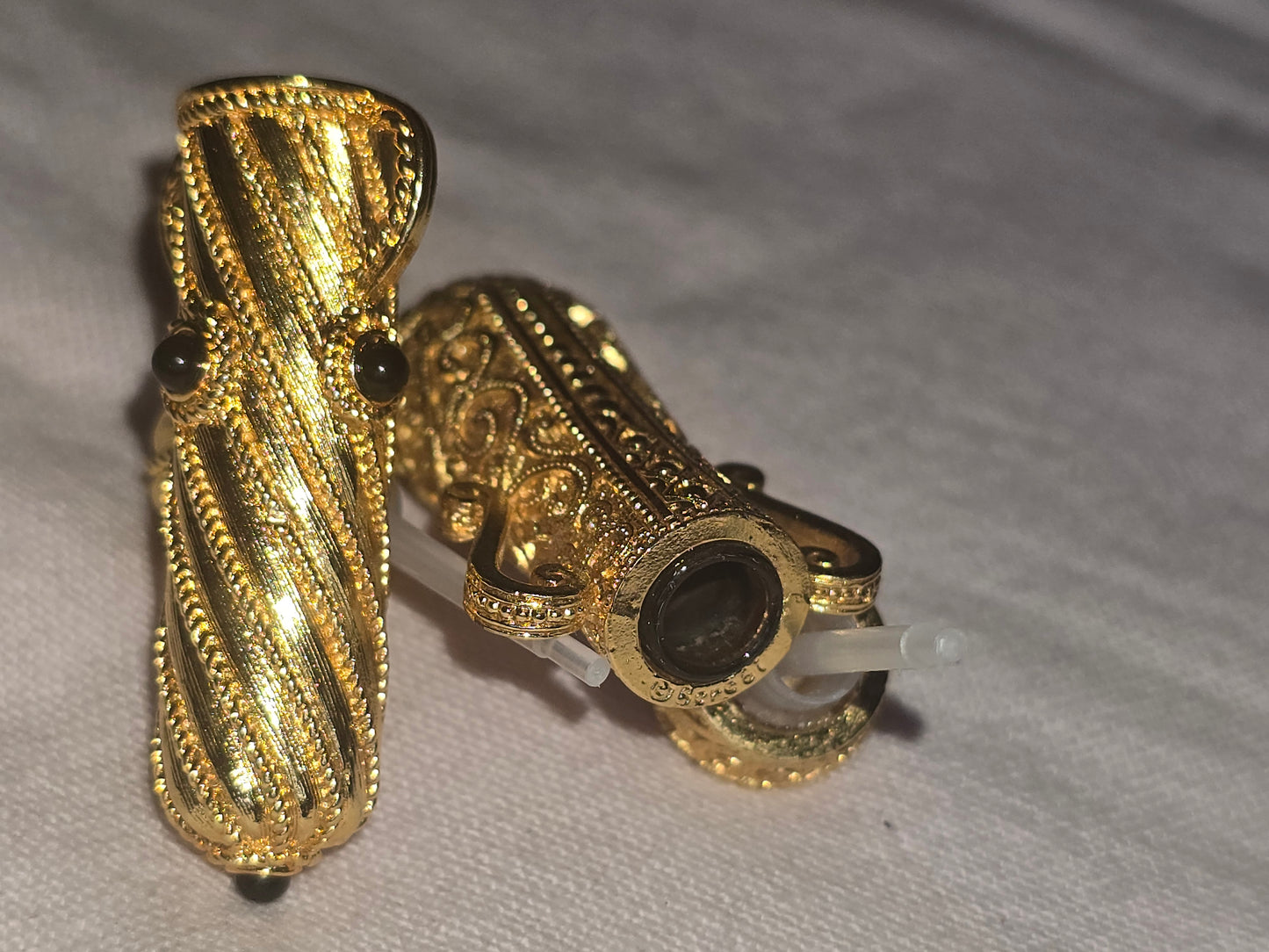 Pair of Signed Berebi metal perfume bottles 'VINTAGE"