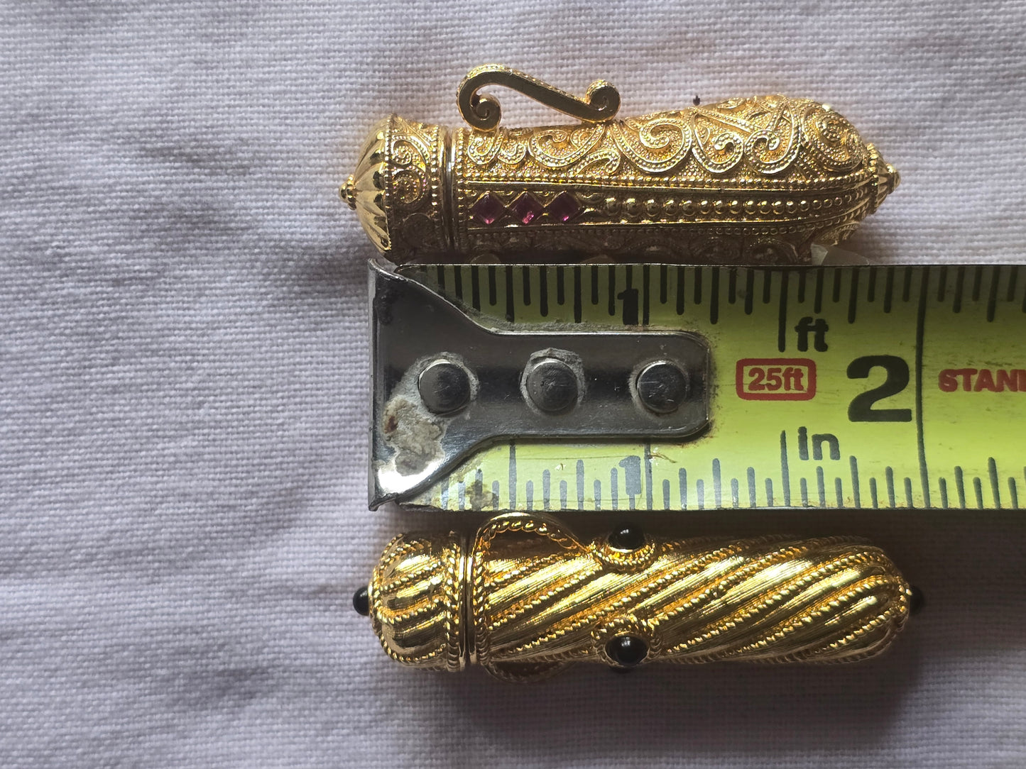 Pair of Signed Berebi metal perfume bottles 'VINTAGE"