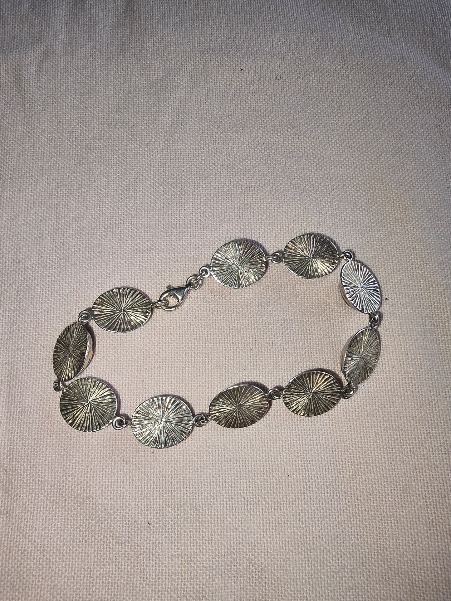 Vintage sterling silver with natural Baltic Amber Link Bracelet