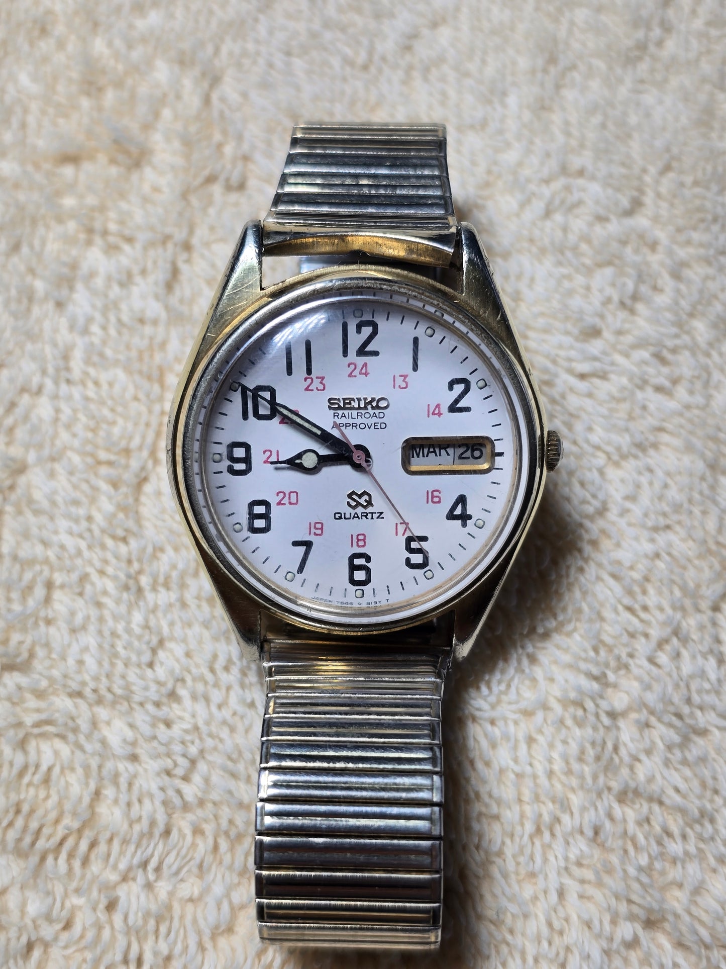 Vintage Seiko SQ 7546-8069 Railroad approved Day date