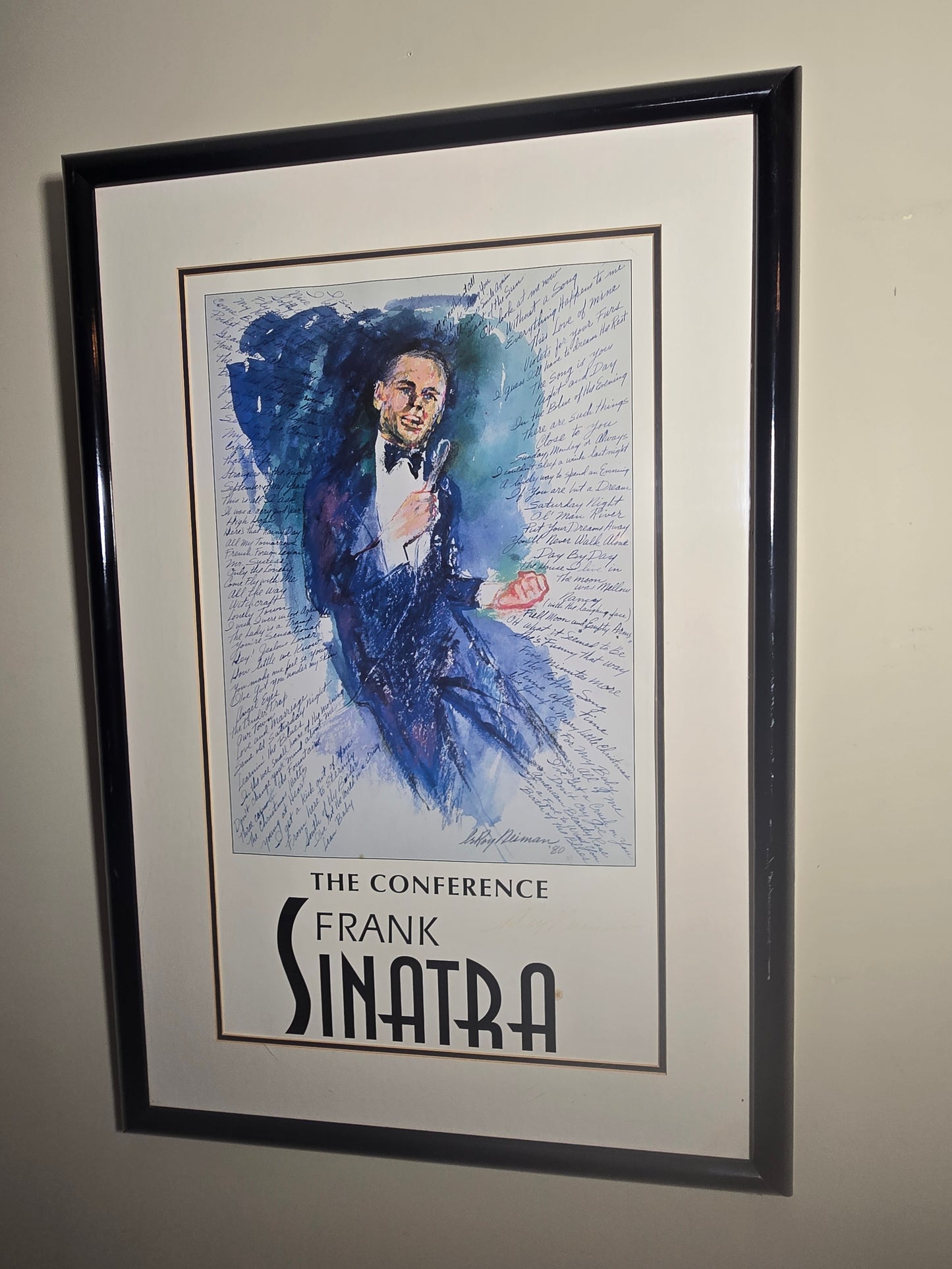 Vintage Leroy Neiman signed Frank Sinatra the Conference poster with COA