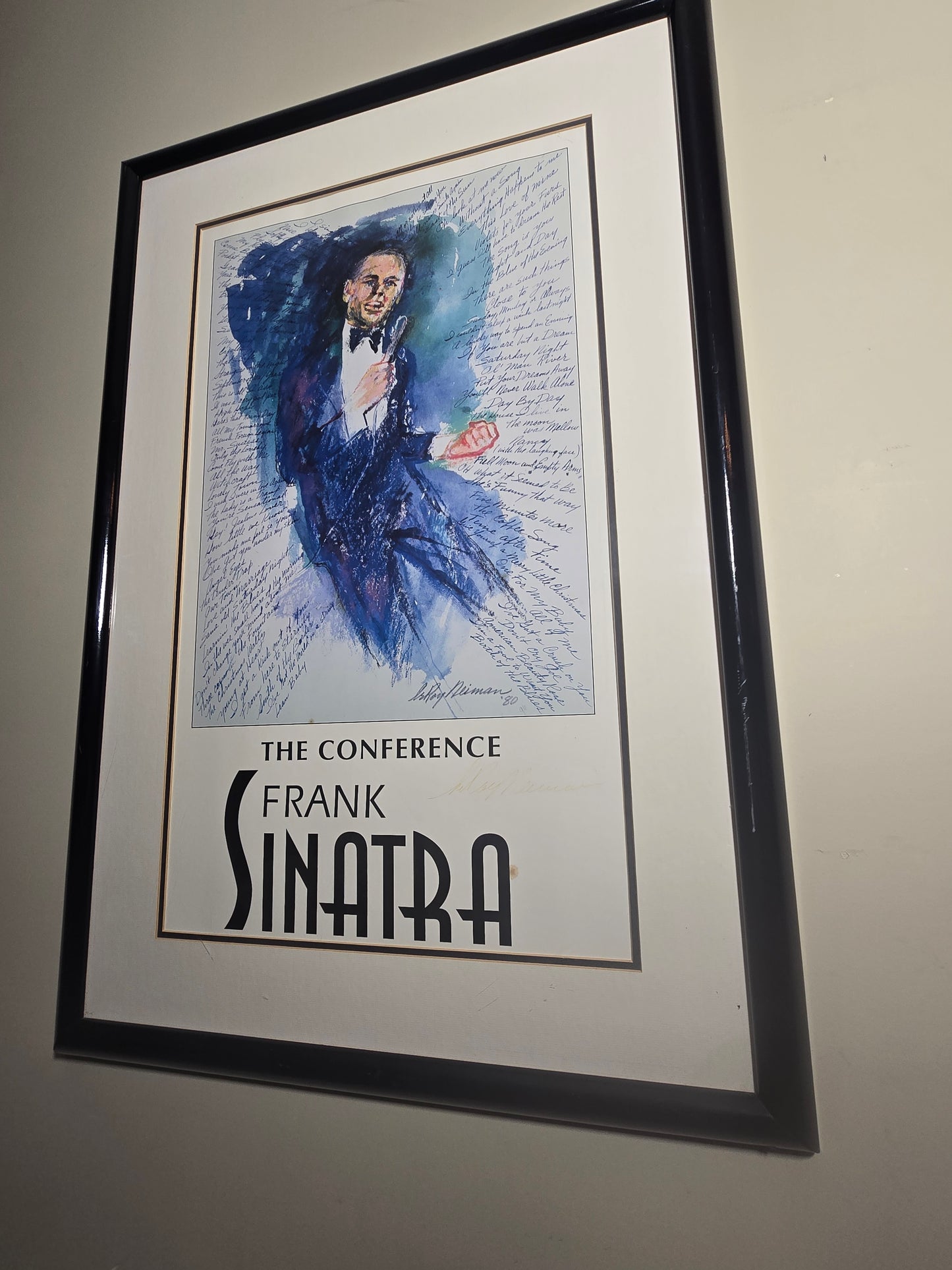 Vintage Leroy Neiman signed Frank Sinatra the Conference poster with COA