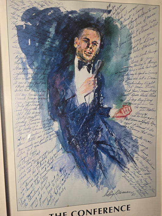 Vintage Leroy Neiman signed Frank Sinatra the Conference poster with COA