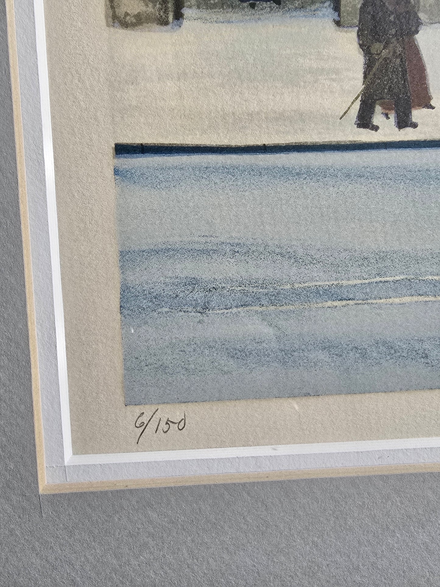 Vintage Michael Delacroix signed lithograph winter in Paris