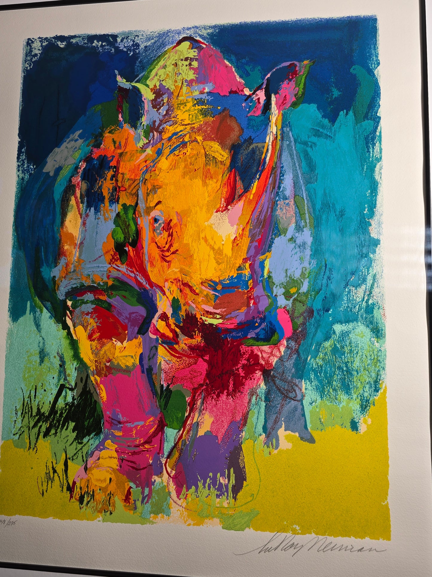 vintage Leroy Neiman Rhyno limited edition serigraph numbered and signed