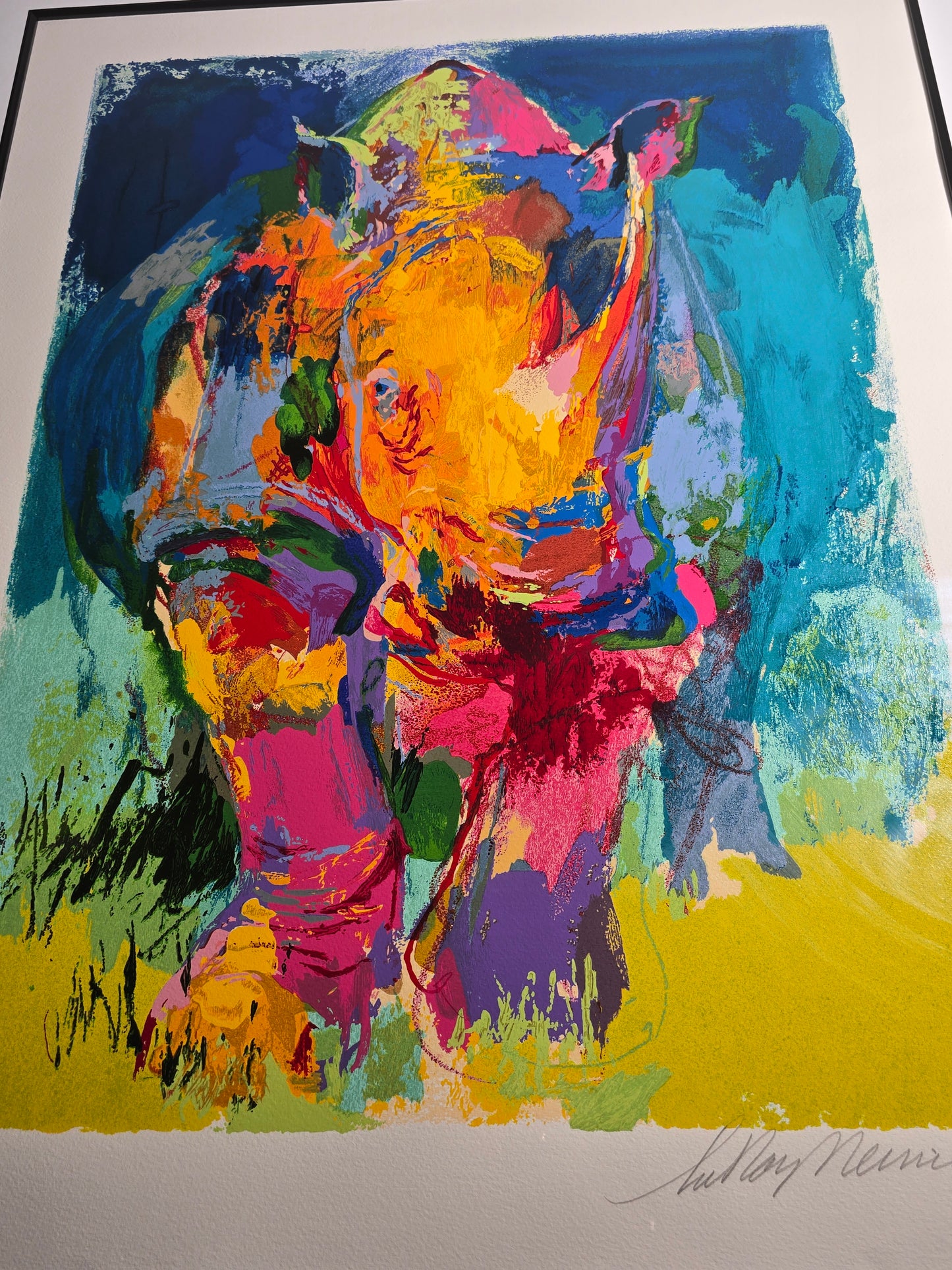vintage Leroy Neiman Rhyno limited edition serigraph numbered and signed