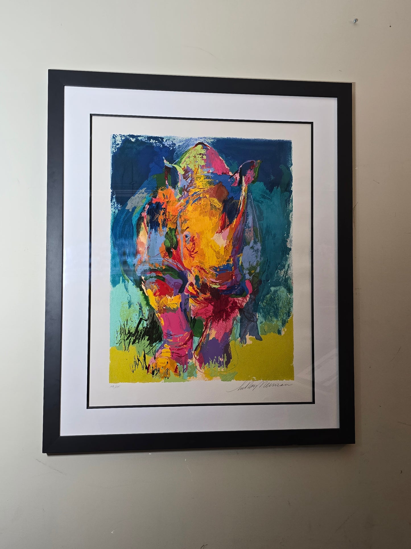 vintage Leroy Neiman Rhyno limited edition serigraph numbered and signed
