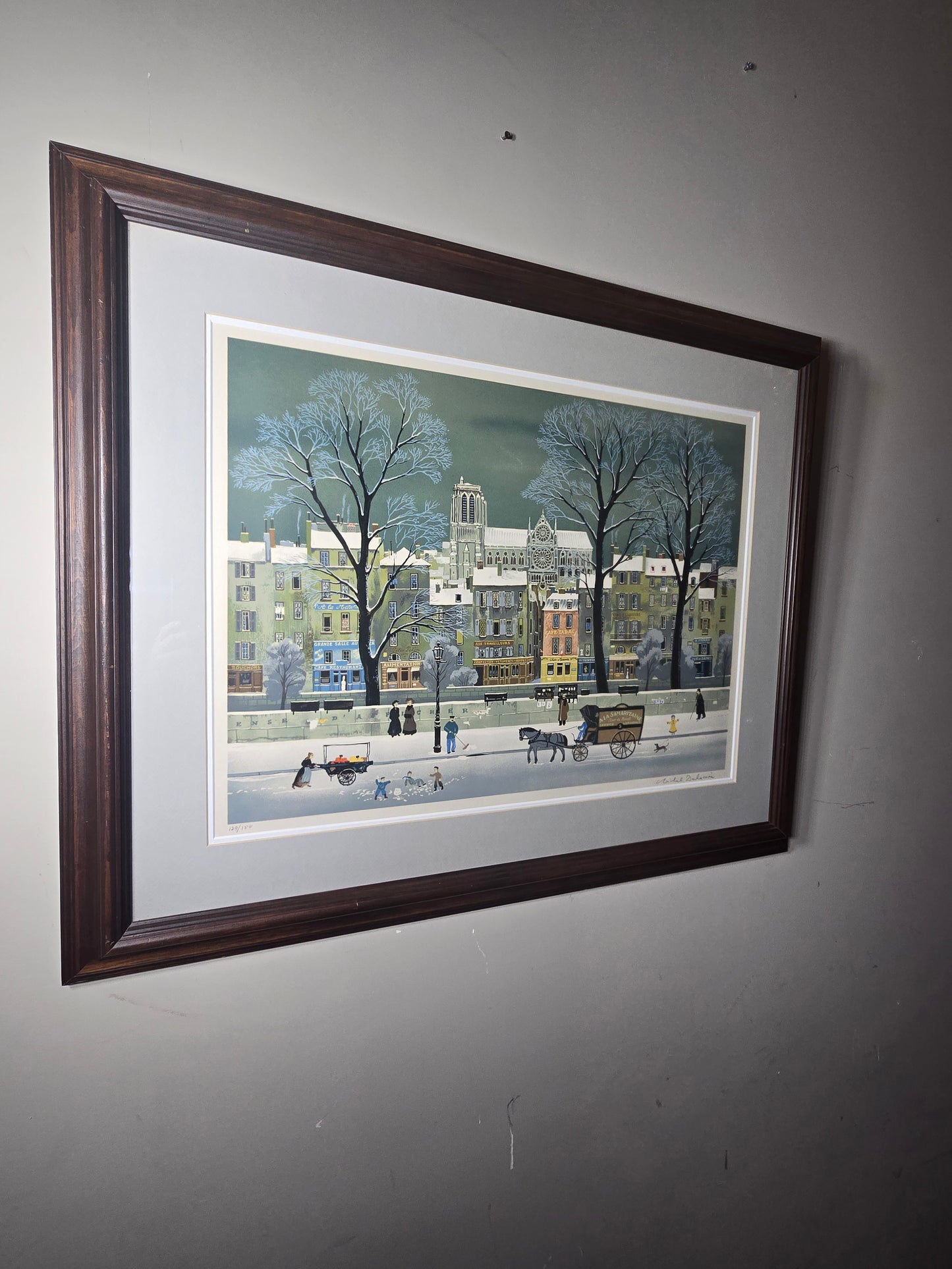 Vintage Michel Delacroix snow in the Siene limited edition and signed