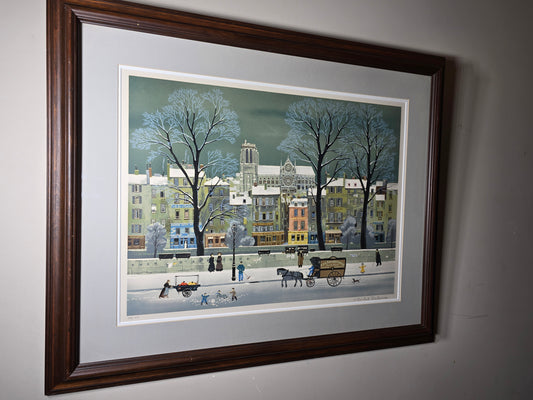 Vintage Michel Delacroix snow in the Siene limited edition and signed