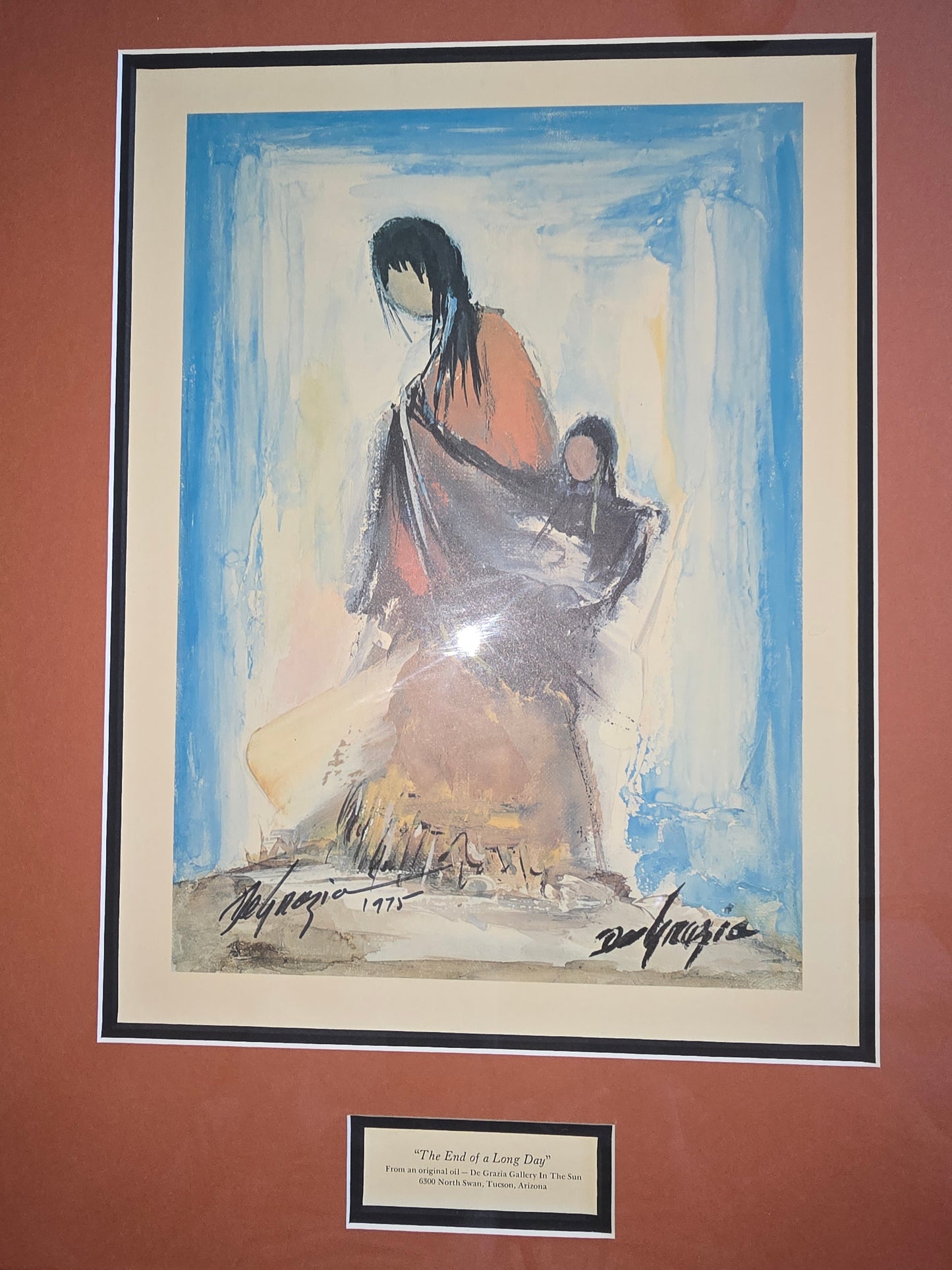 Vintage hand signed DeGrazia The end of a long day from an original oil