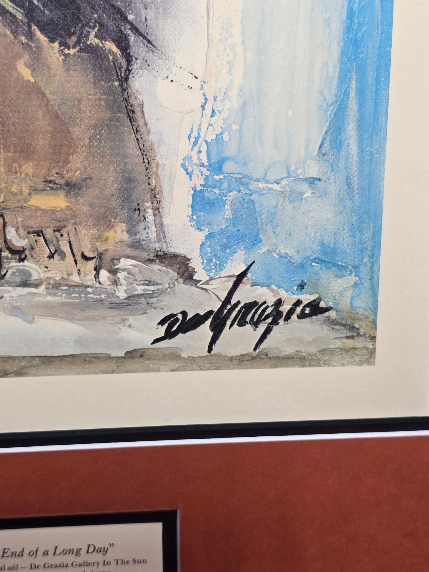 Vintage hand signed DeGrazia The end of a long day from an original oil