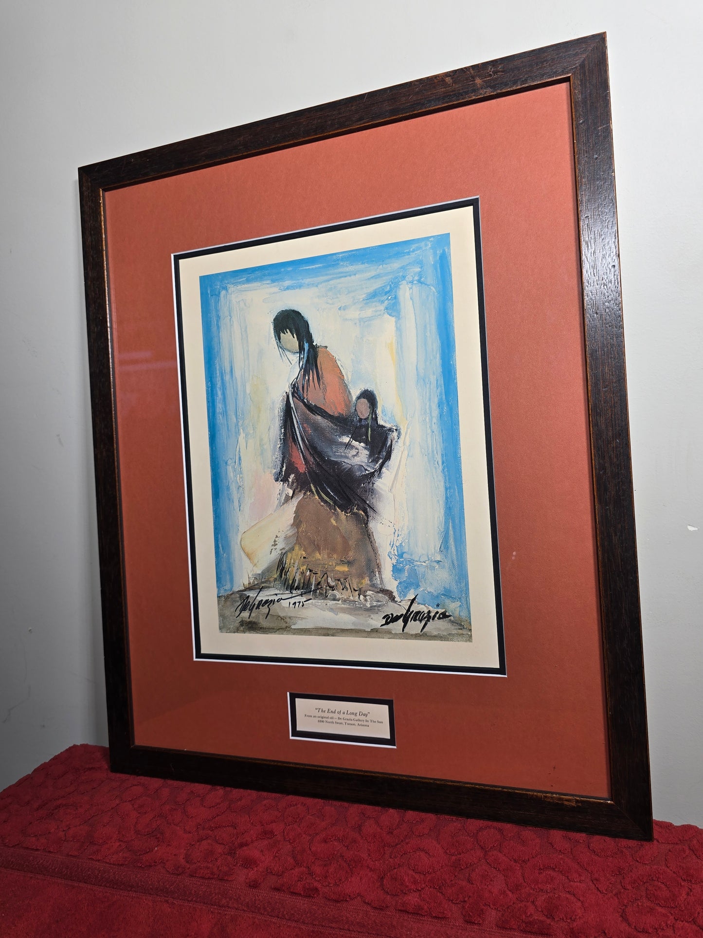 Vintage hand signed DeGrazia The end of a long day from an original oil