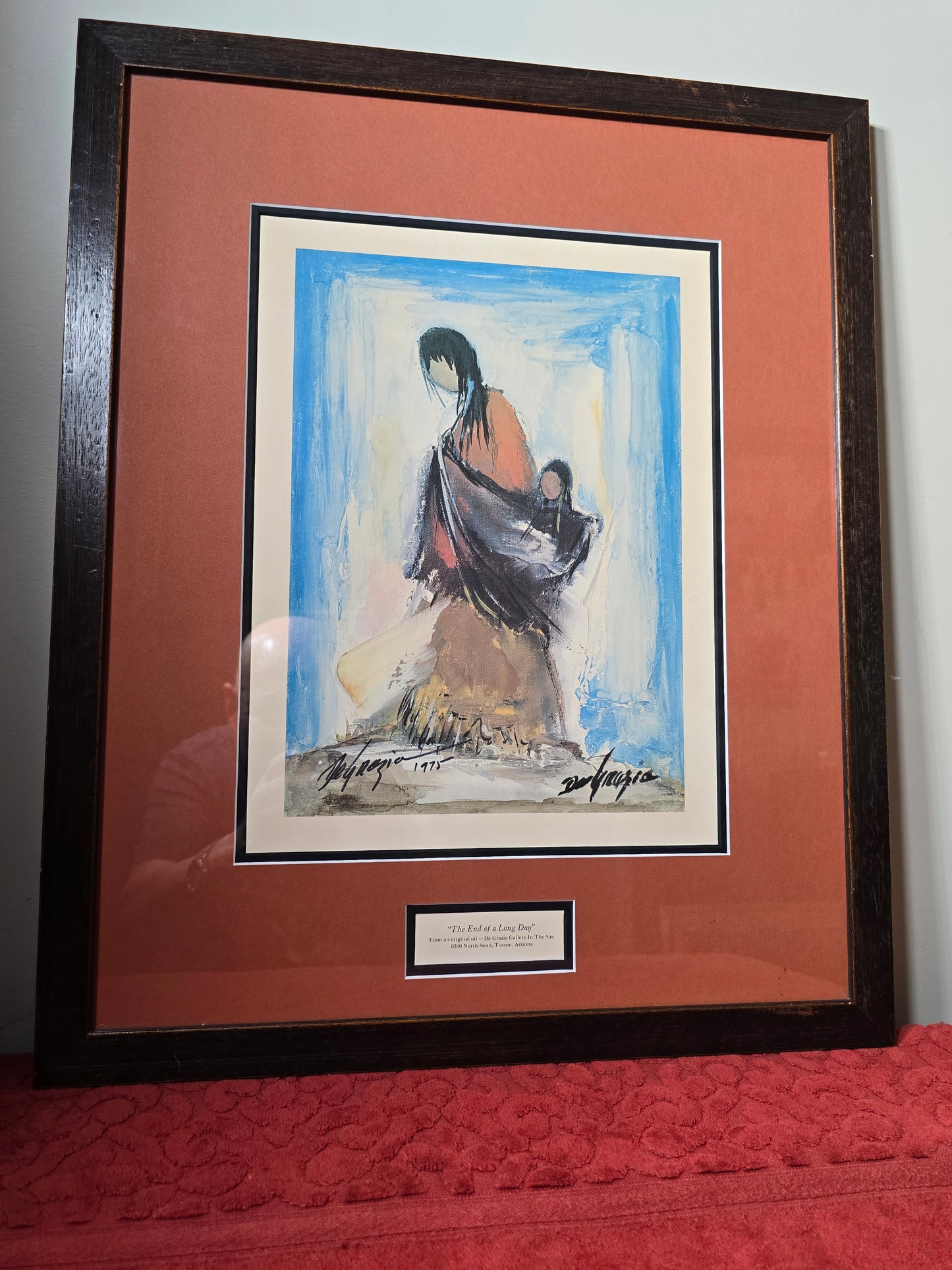 Vintage hand signed DeGrazia The end of a long day from an original oil