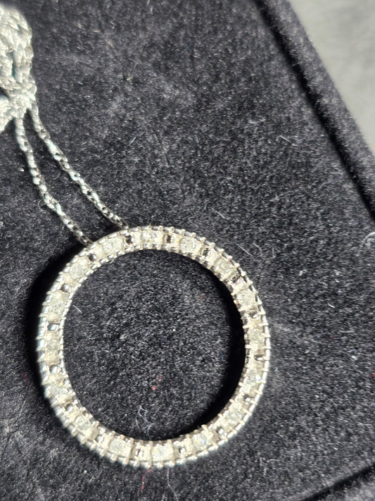 New gold and diamonds circle of life pendant with chain 14k