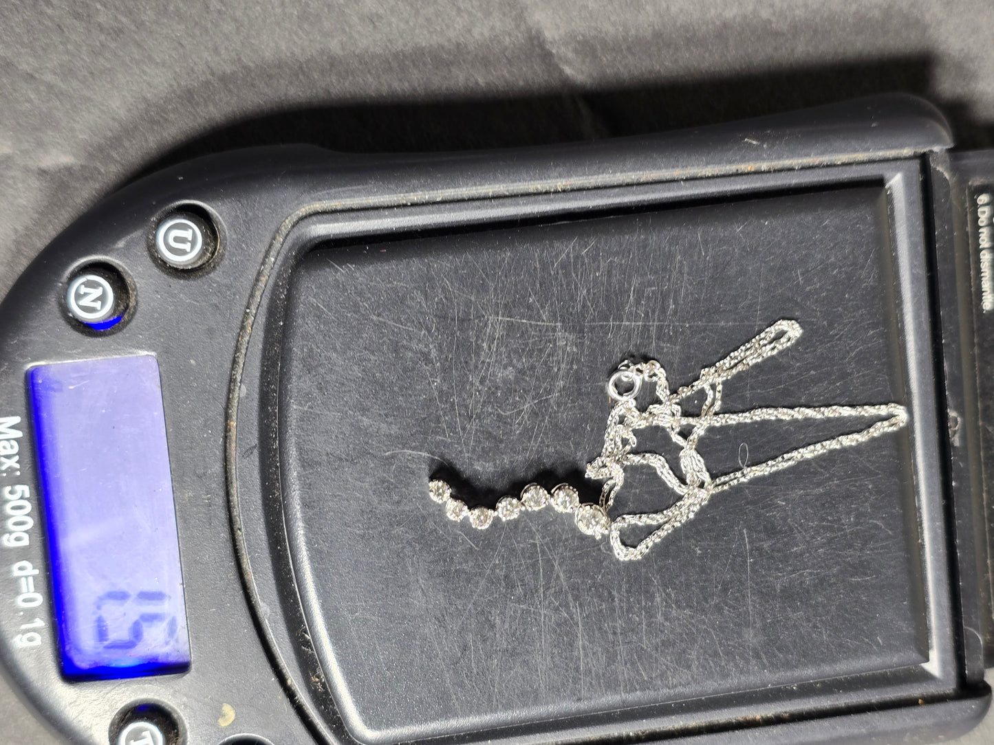 NEW 14K white gold 7 diamond journey pendant necklace