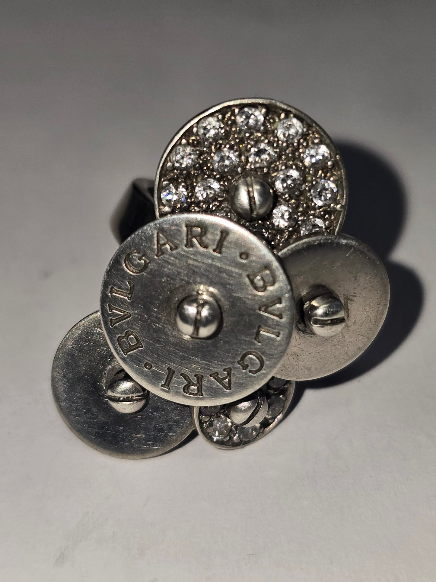 BULGARI CICLADI SILVER DIAMONDS FIVE DISC RING "VINTAGE"