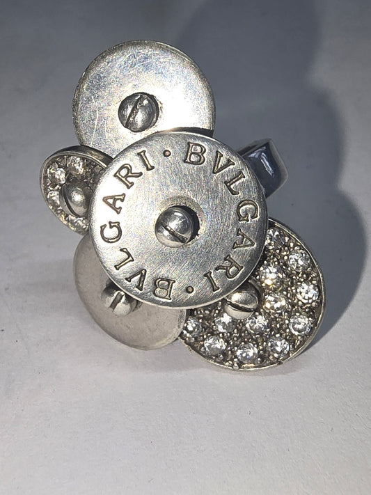 BULGARI CICLADI SILVER DIAMONDS FIVE DISC RING "VINTAGE"