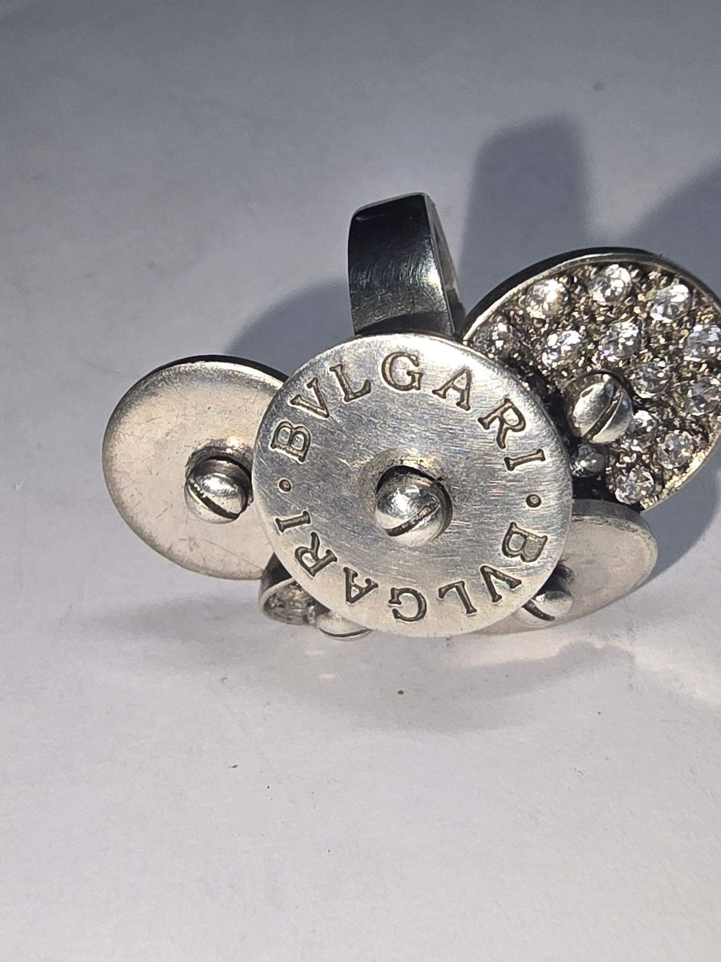 BULGARI CICLADI SILVER DIAMONDS FIVE DISC RING "VINTAGE"