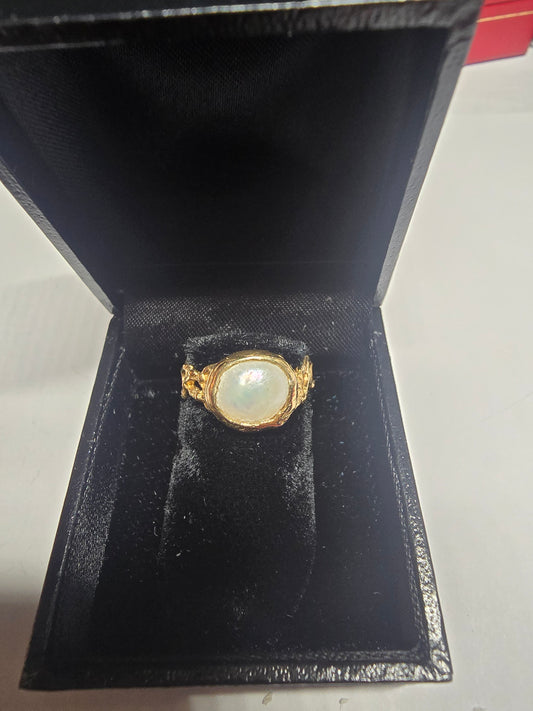NEW 14k gold and pearl ring