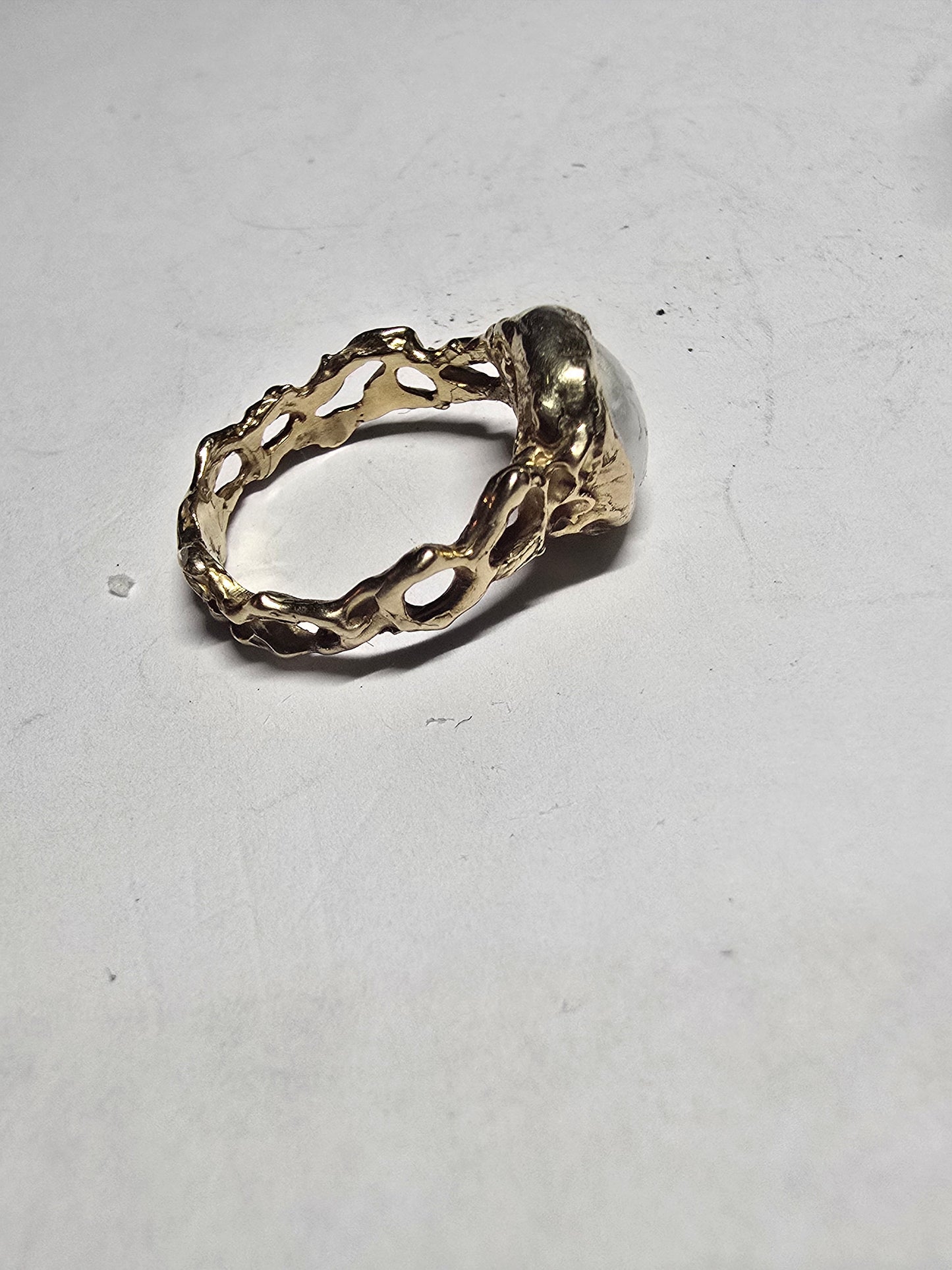 NEW 14k gold and pearl ring