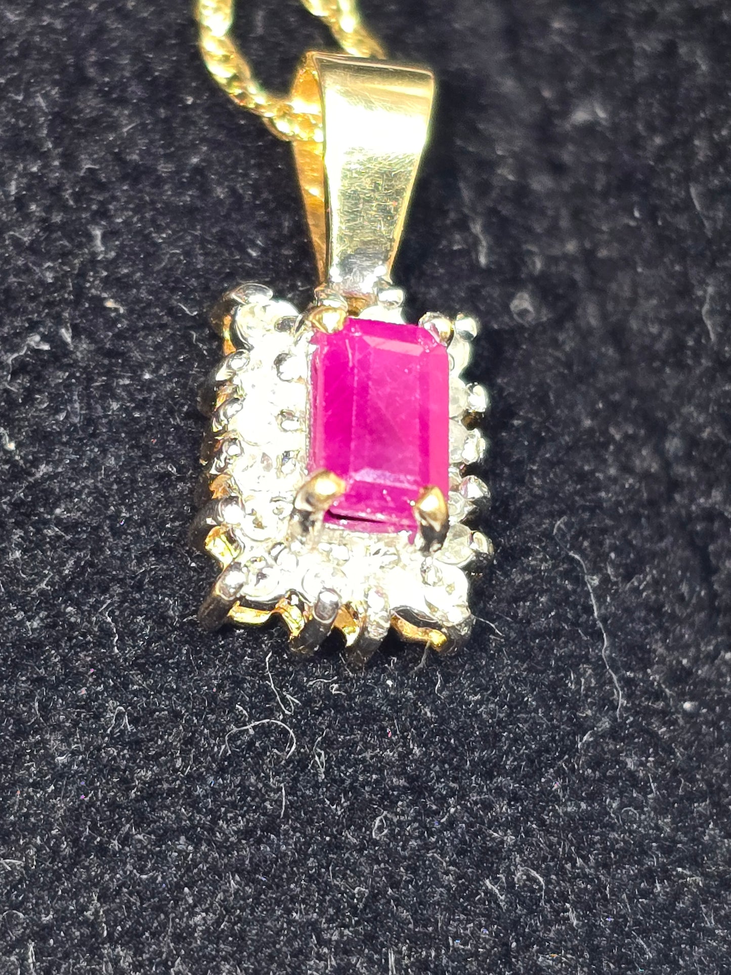 New Ruby and Diamonds 14k pendant necklace