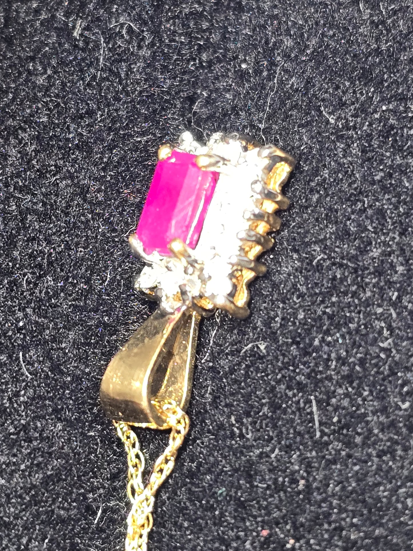New Ruby and Diamonds 14k pendant necklace