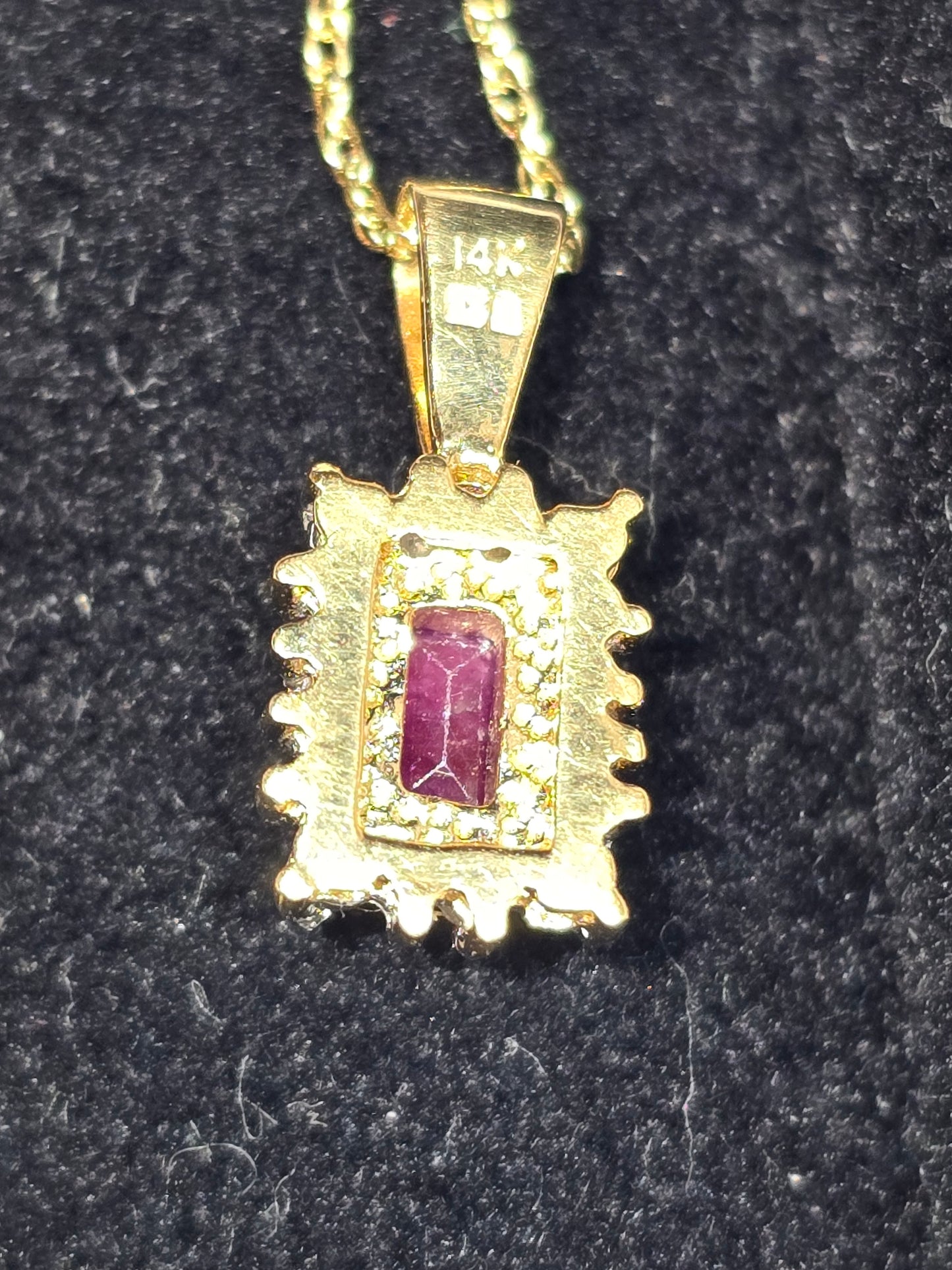 New Ruby and Diamonds 14k pendant necklace
