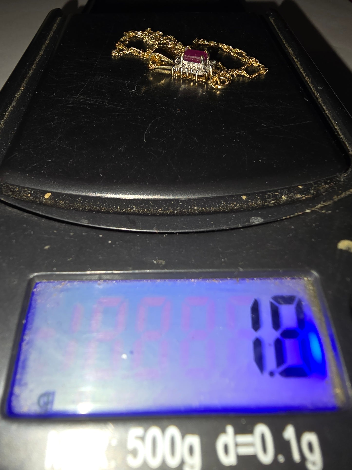 New Ruby and Diamonds 14k pendant necklace