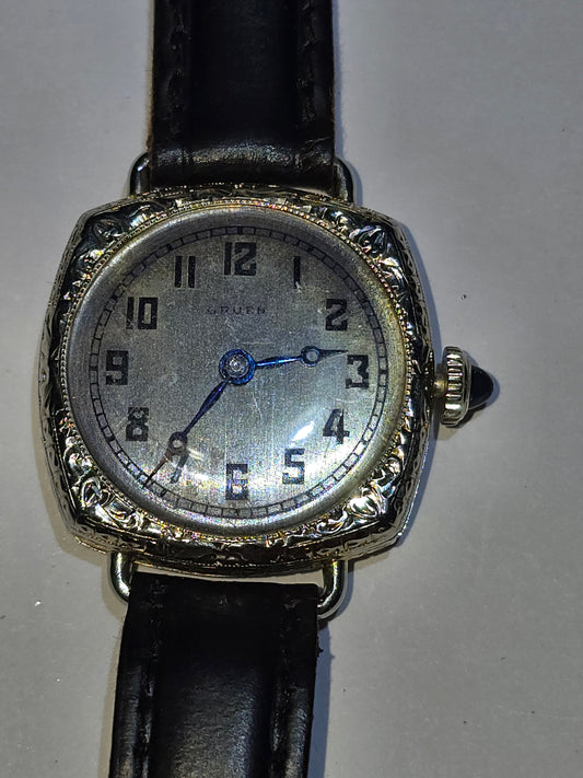 Antique Gruen Paris square ultraquality gf watch circa 1923 guild