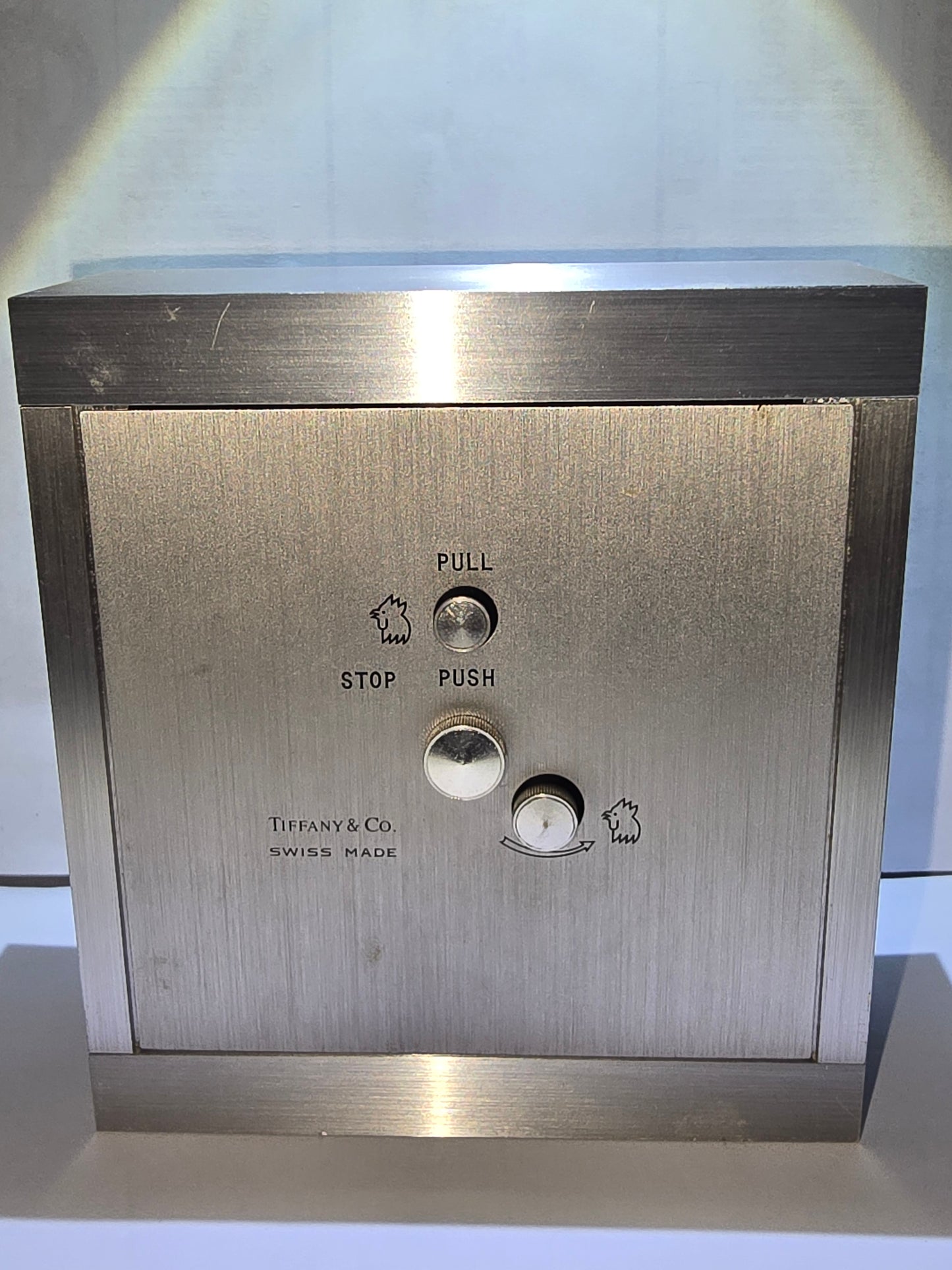 Tiffany and co. Palladium square alarm clock.