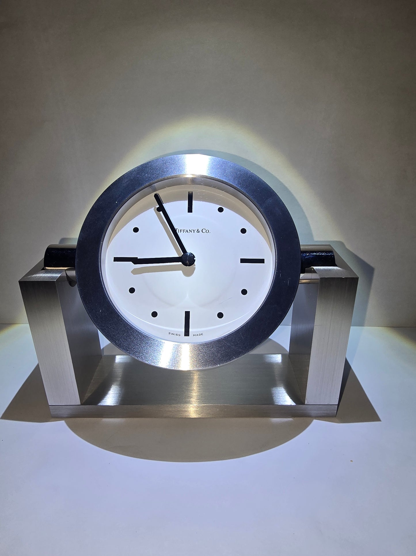 Tiffany and co table clock heavy metal swivel case