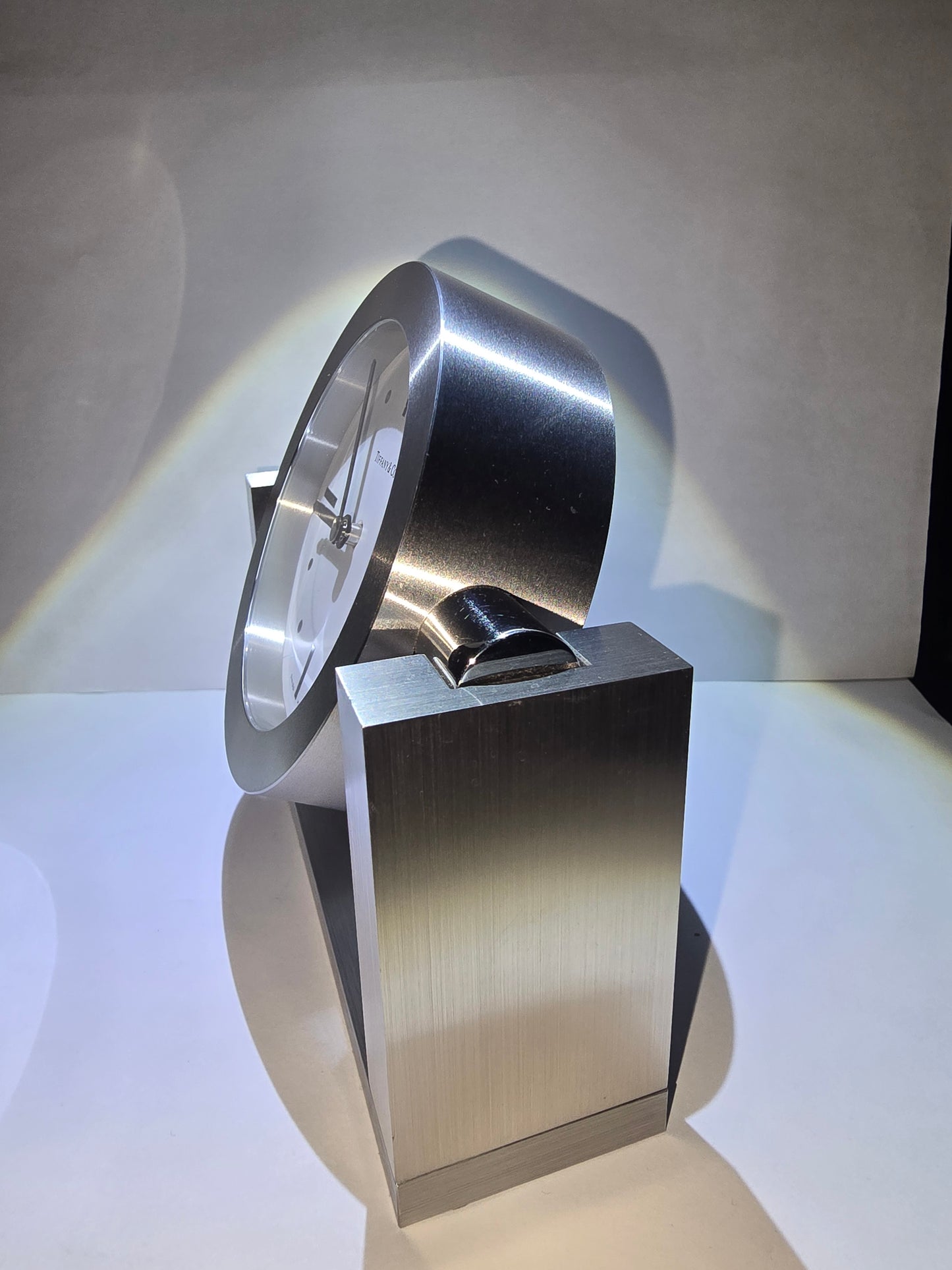 Tiffany and co table clock heavy metal swivel case