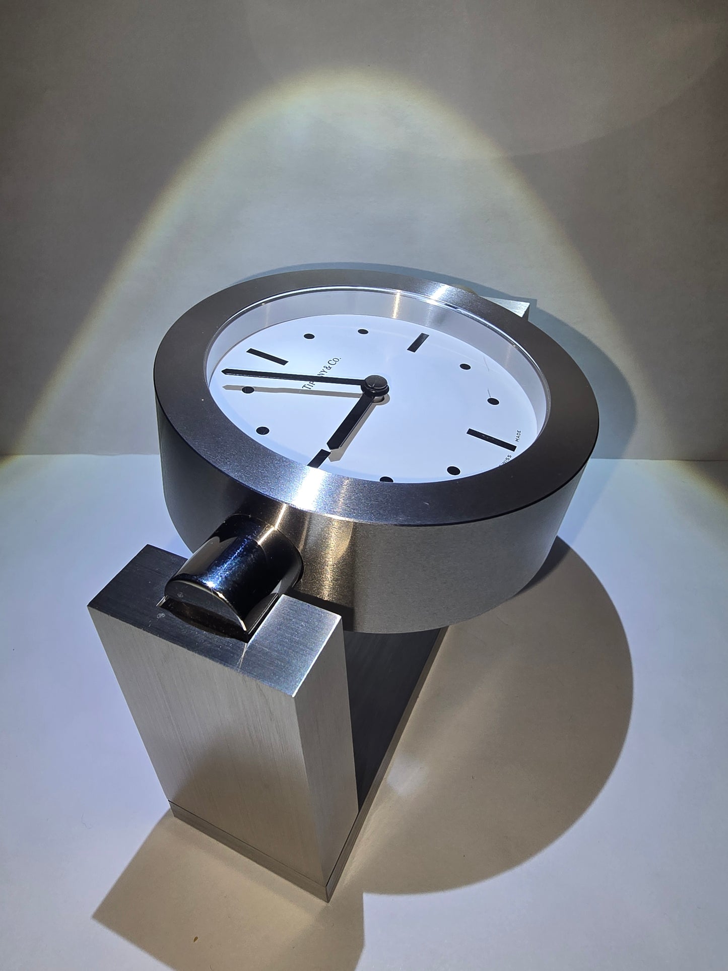 Tiffany and co table clock heavy metal swivel case