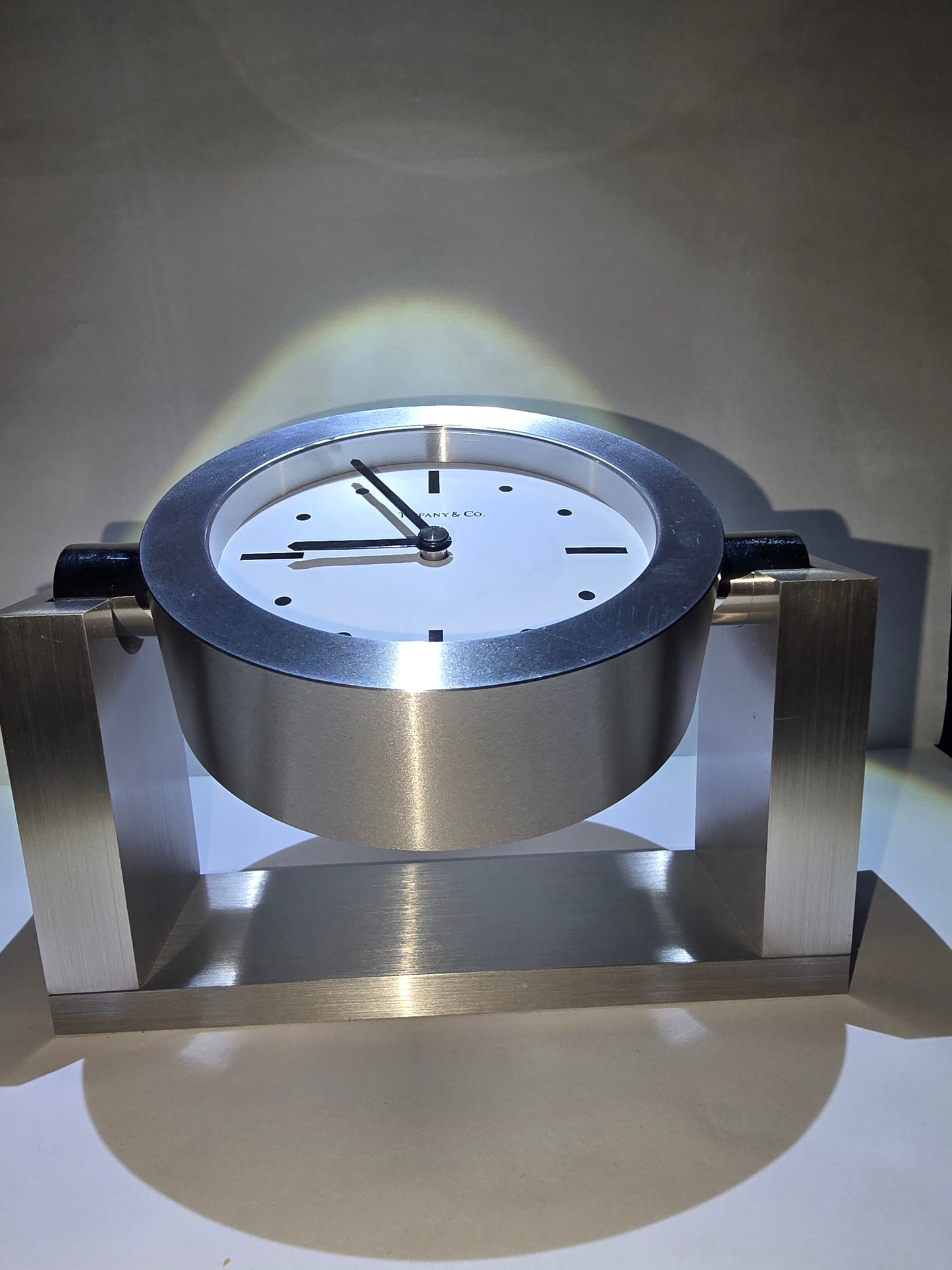Tiffany and co table clock heavy metal swivel case
