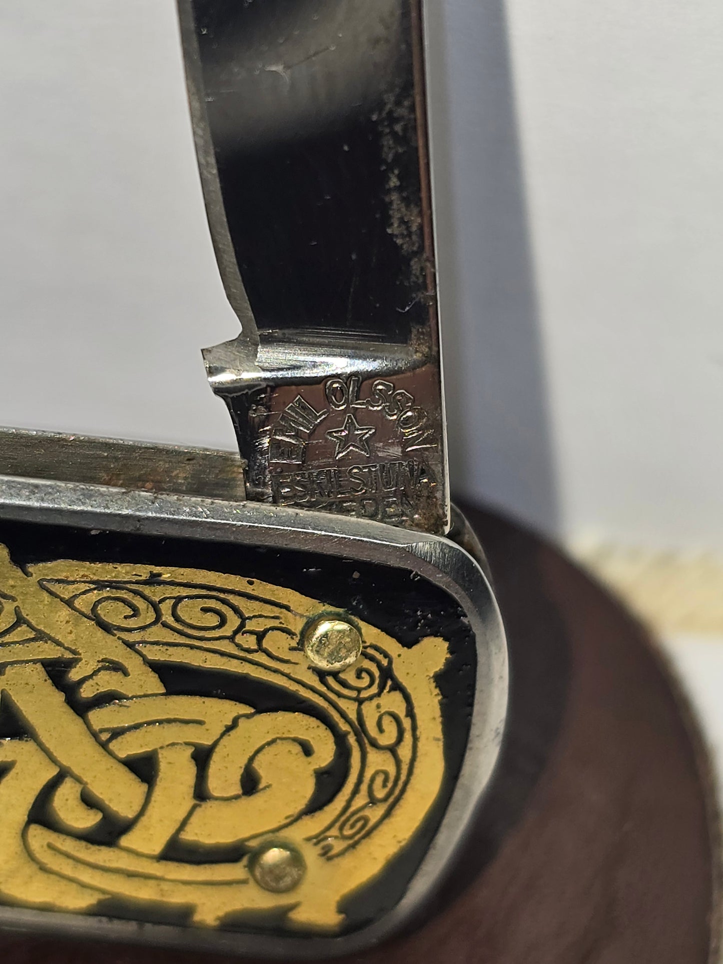 Vintage Emil Olsson Eskilstuna Sweeden coat of arms rampant lion pocketknife with pouch